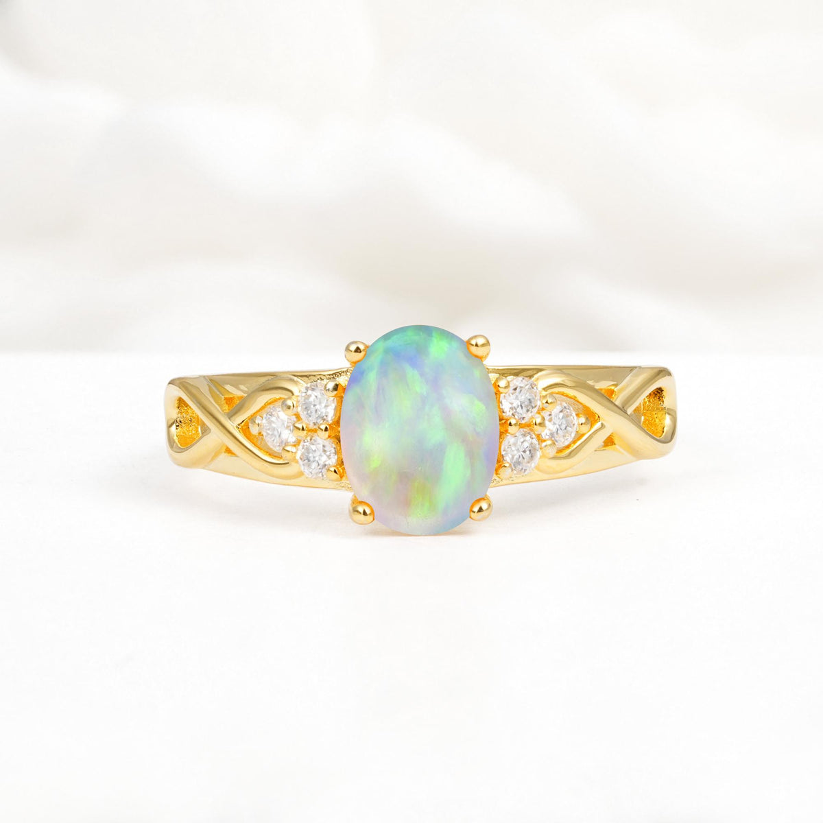 Oval Cut Fire Opal Infinity Engagement Ring - Additional view