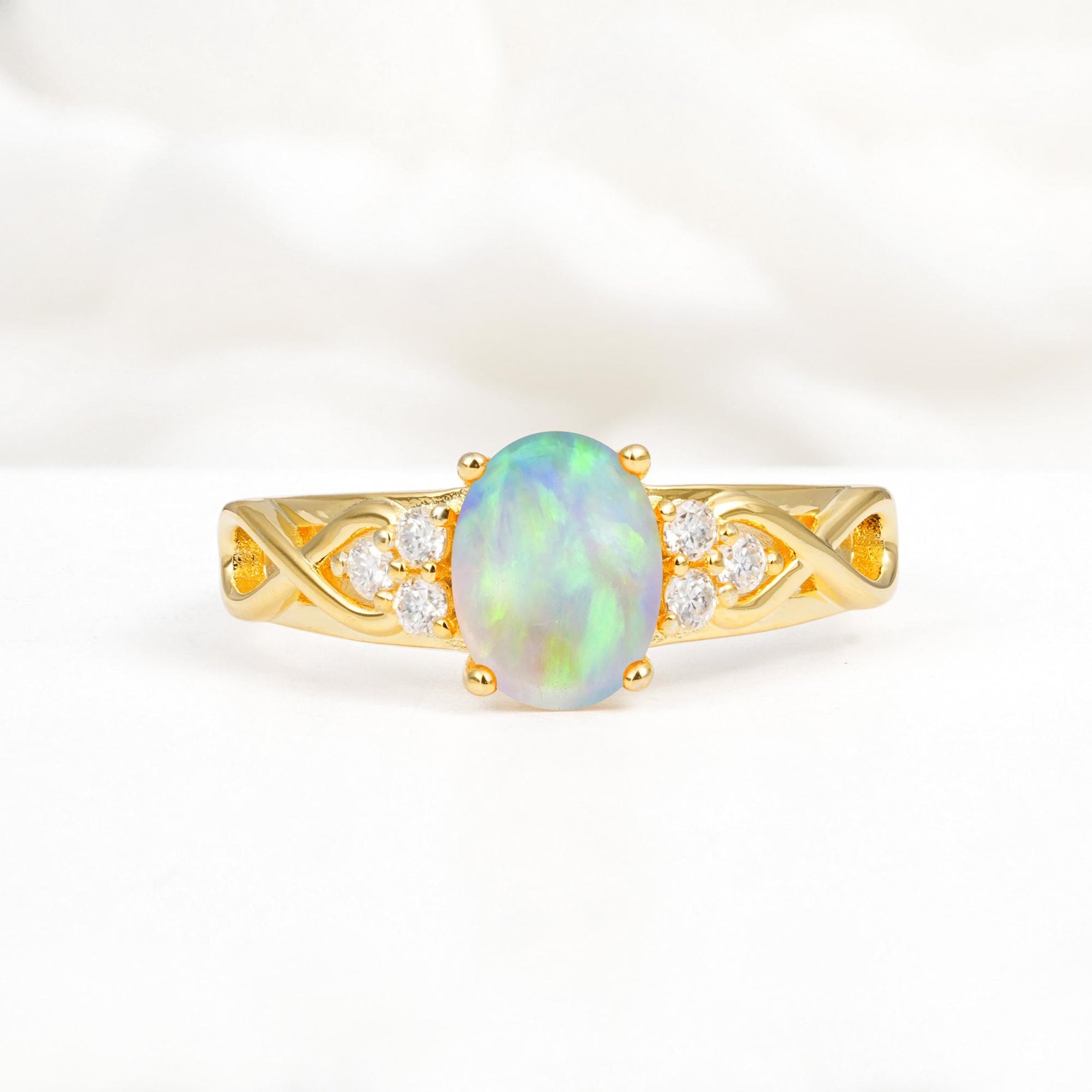Oval Cut Fire Opal Infinity Engagement Ring - Additional view