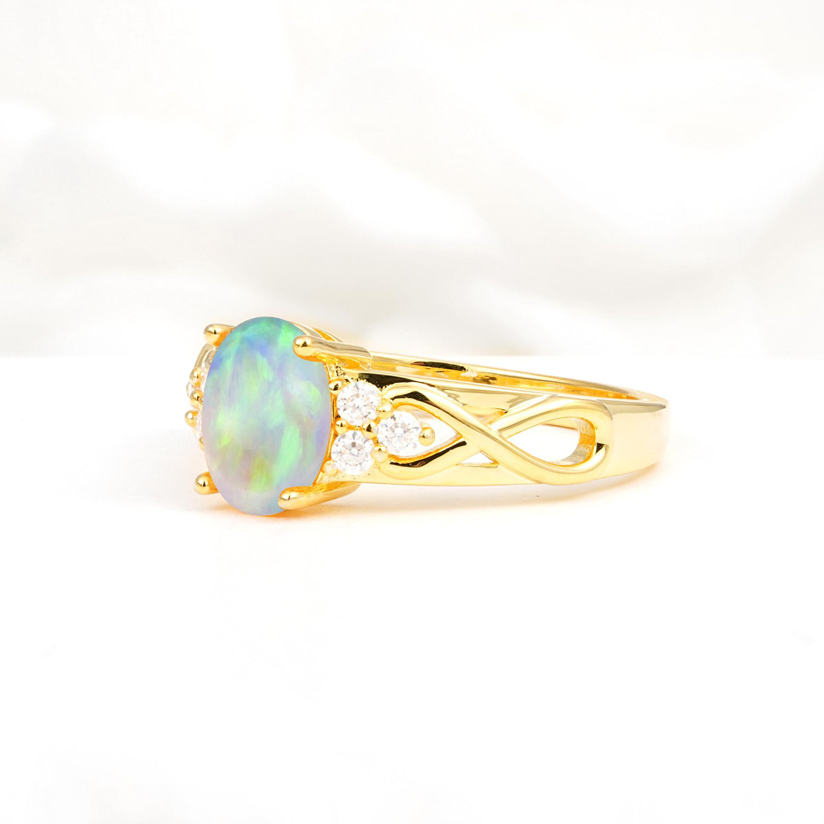 Oval Cut Fire Opal Infinity Engagement Ring - Additional view