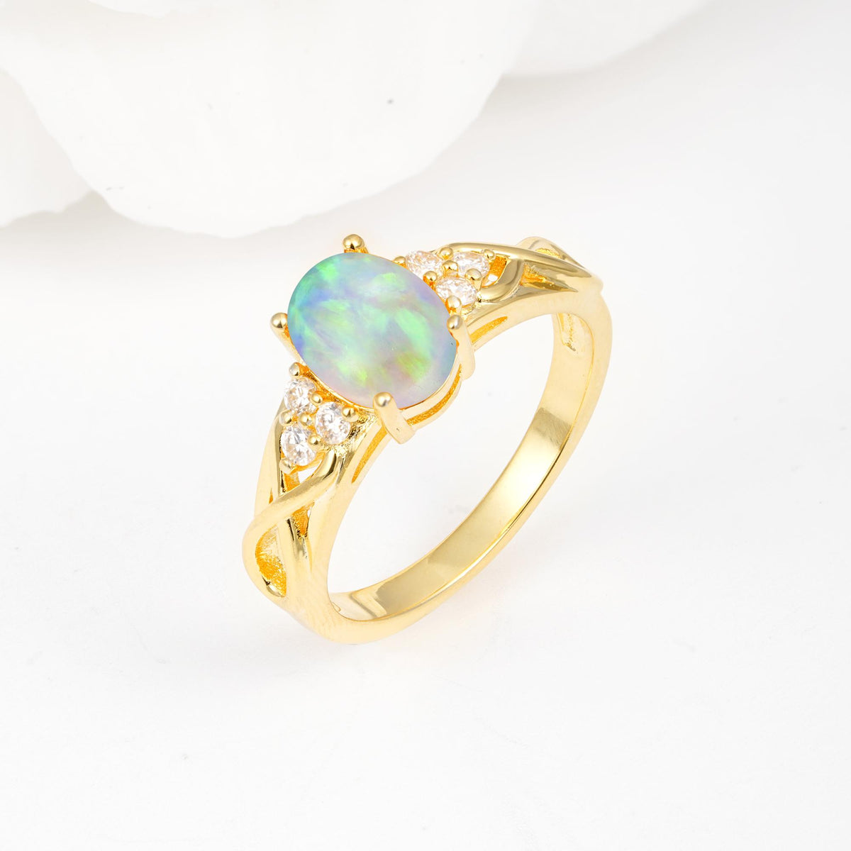 Oval Cut Fire Opal Infinity Engagement Ring - Additional view