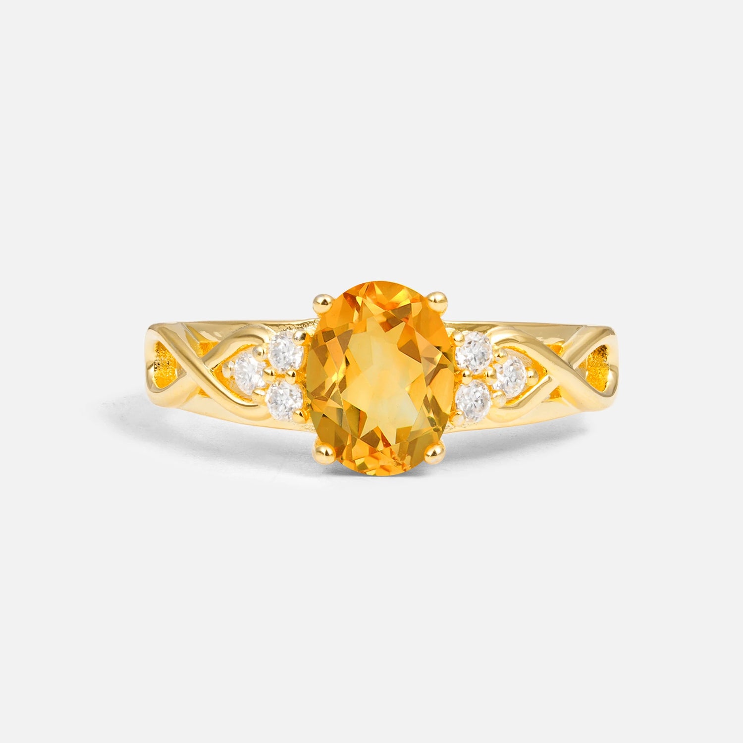 Oval Cut Citrine Infinity Engagement Ring