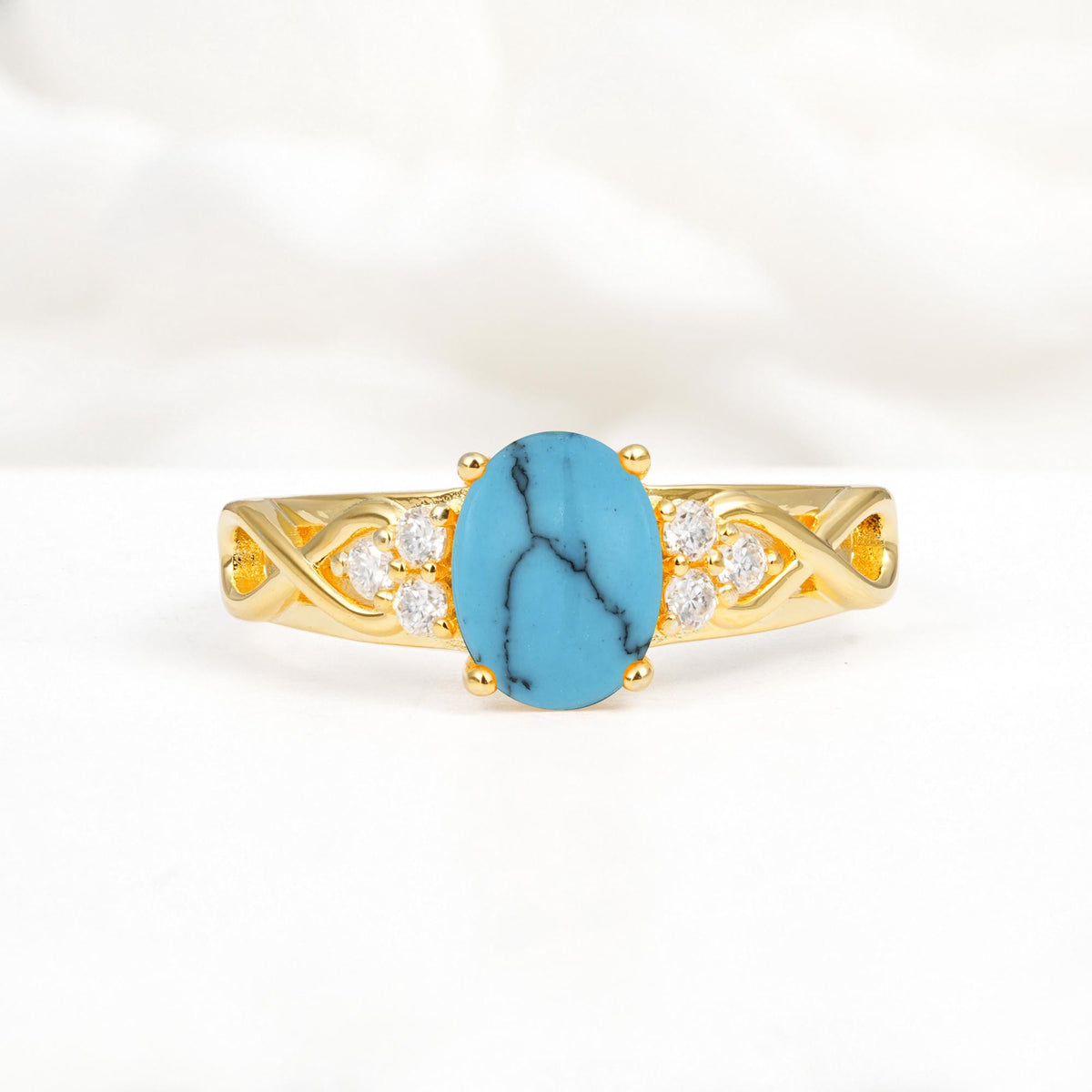 Oval Cut Turquoise Infinity Engagement Ring - Additional view