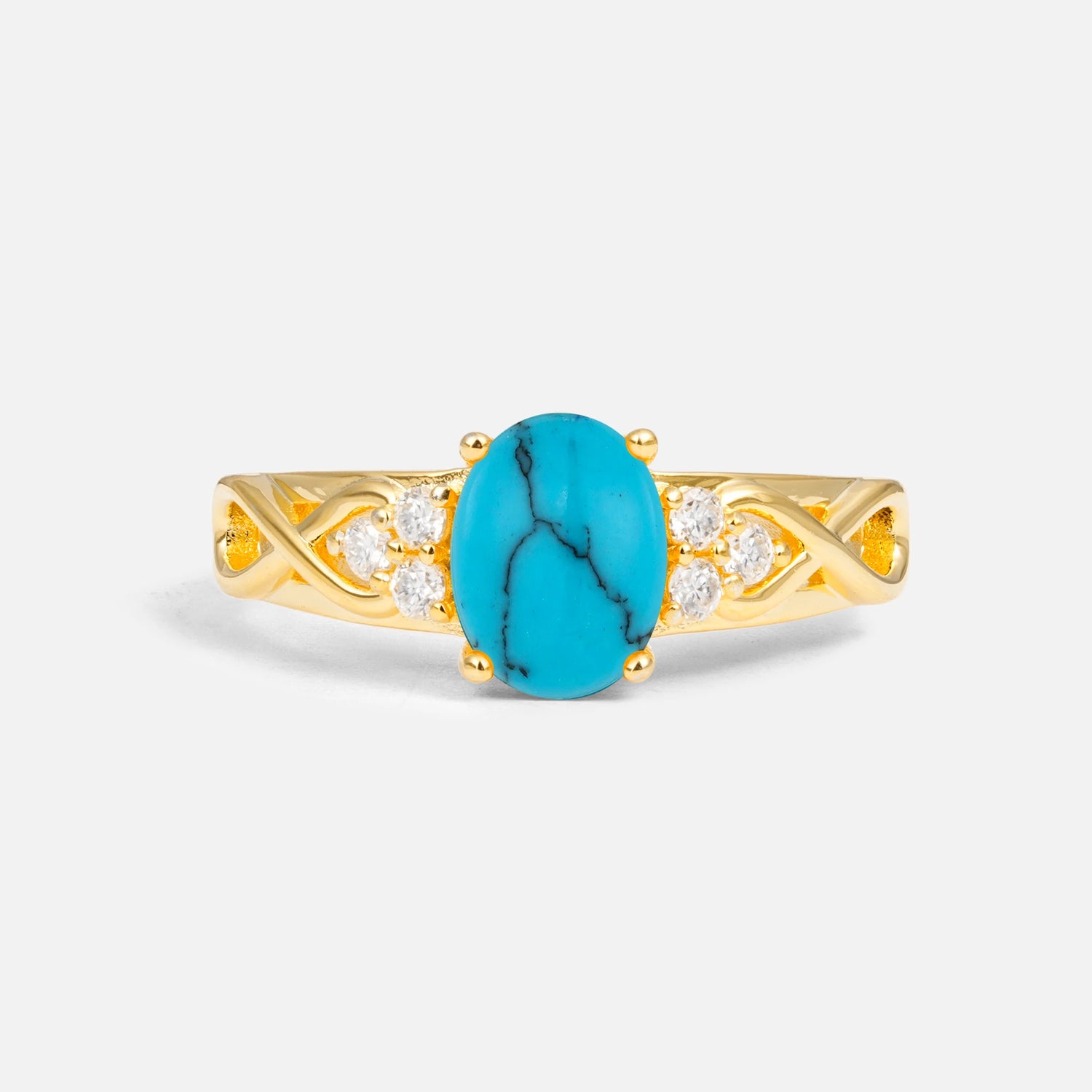 Oval Cut Turquoise Infinity Engagement Ring