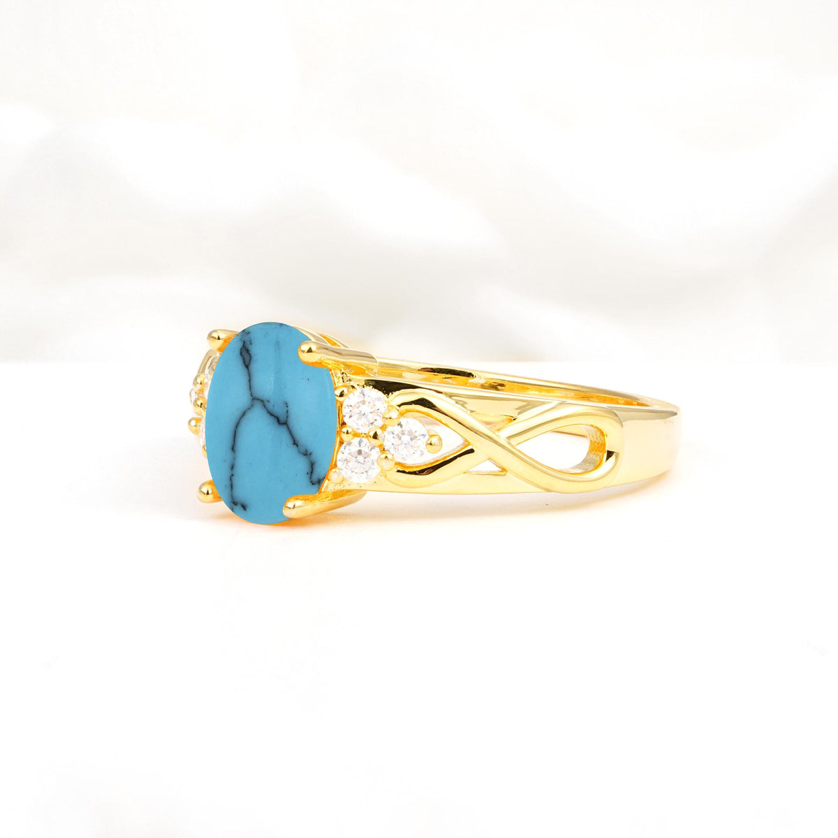Oval Cut Turquoise Infinity Engagement Ring - Additional view