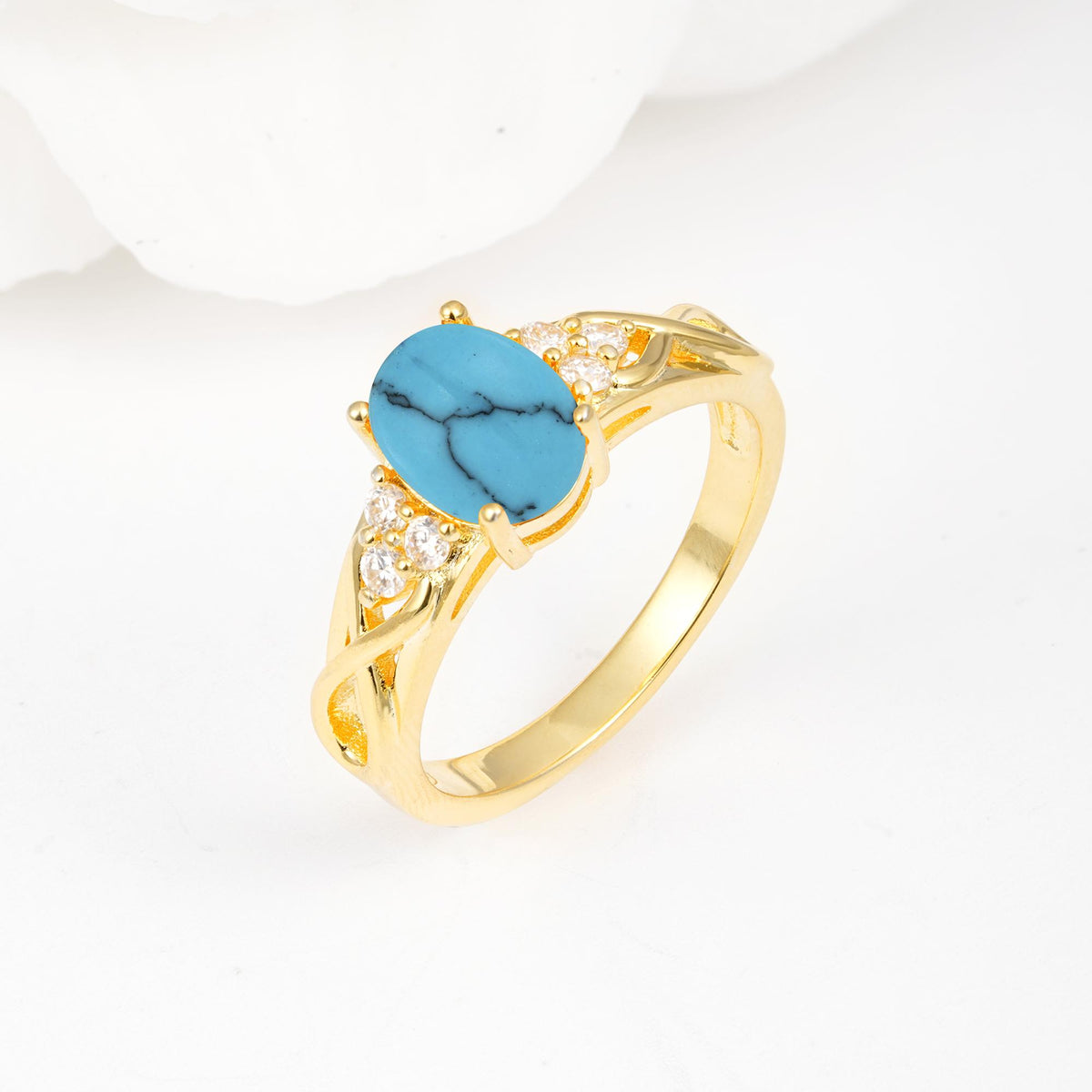 Oval Cut Turquoise Infinity Engagement Ring - Additional view