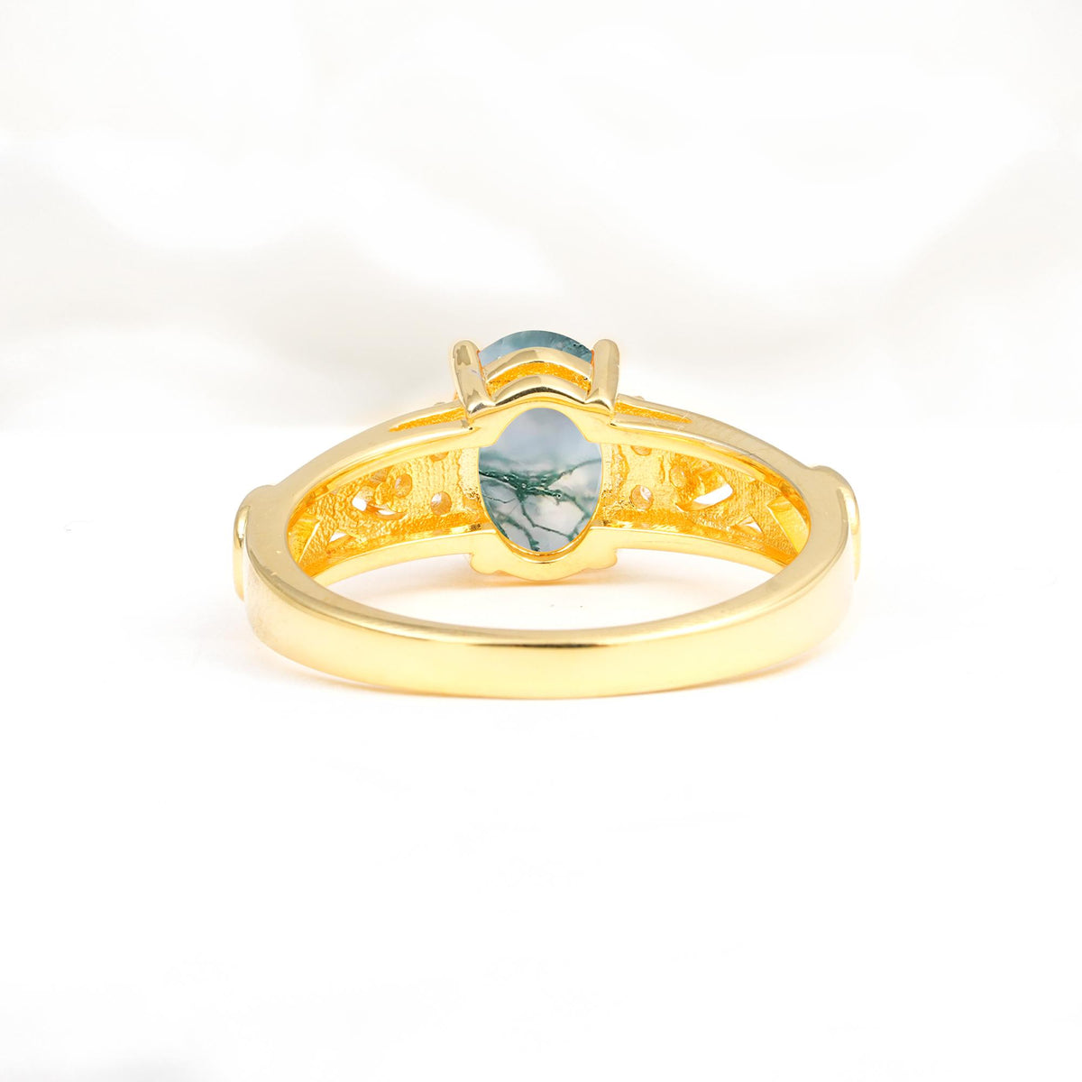 Oval Cut Moss Agate Infinity Engagement Ring - Additional view