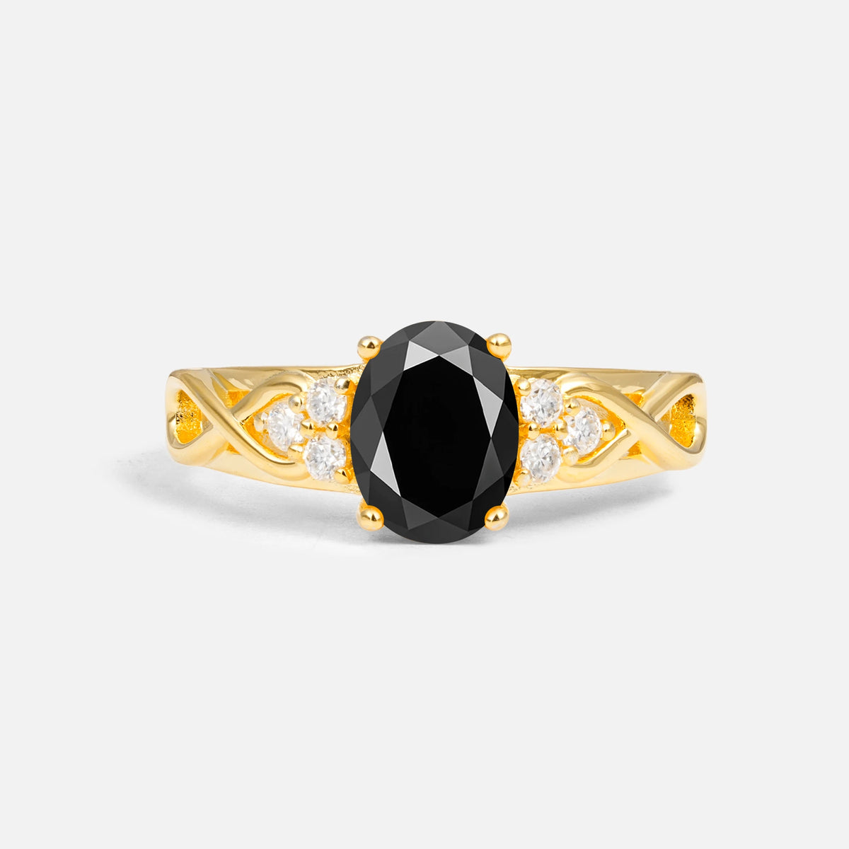 Oval Cut Black Onyx Infinity Engagement Ring
