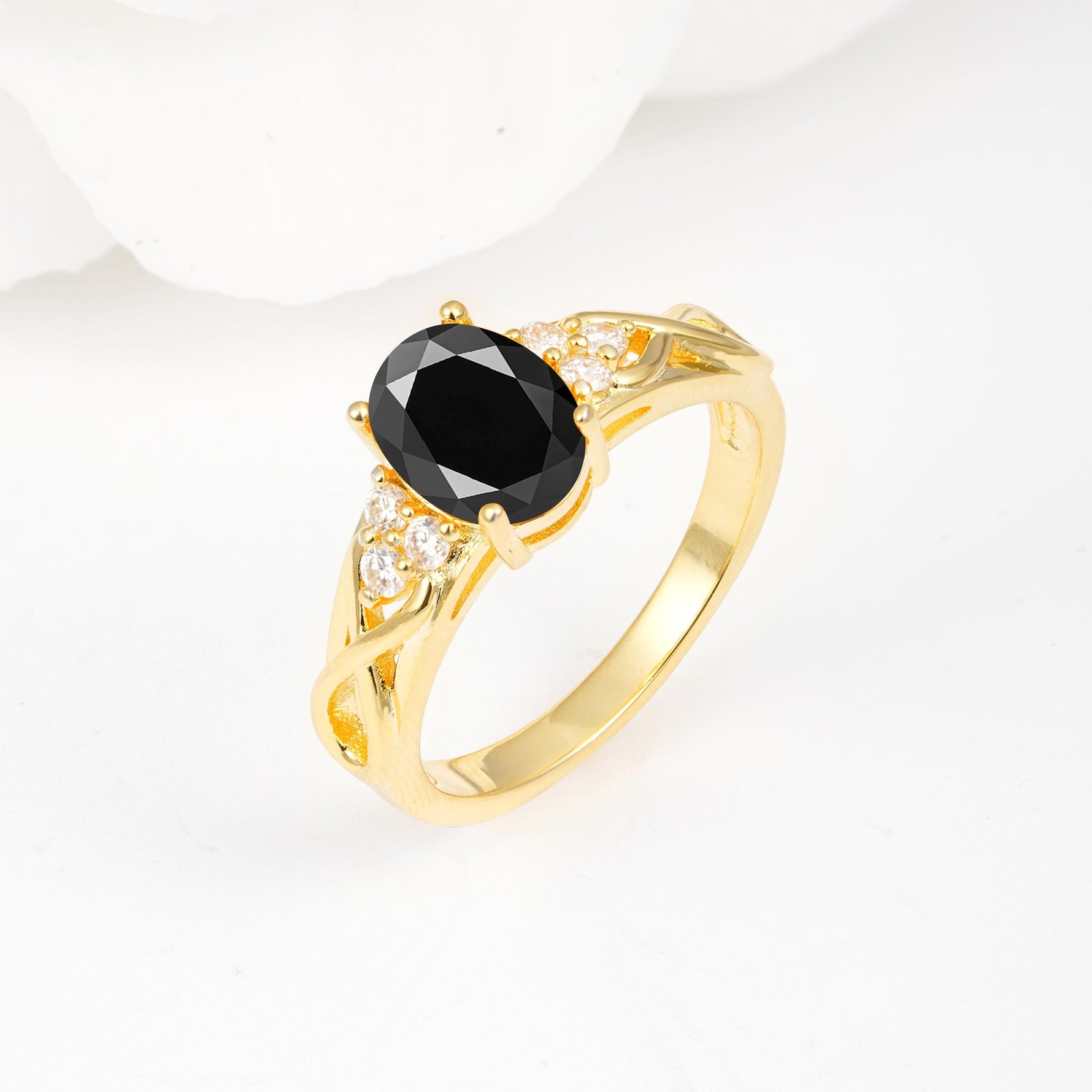 Oval Cut Black Onyx Infinity Engagement Ring - Additional view
