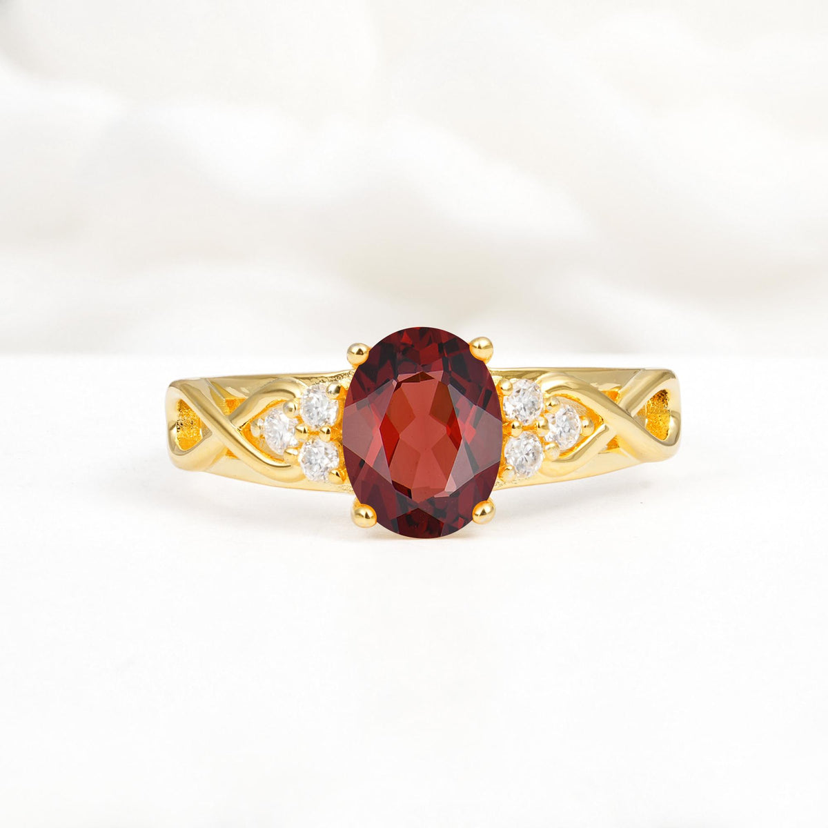 Oval Cut Garnet Infinity Engagement Ring - Additional view