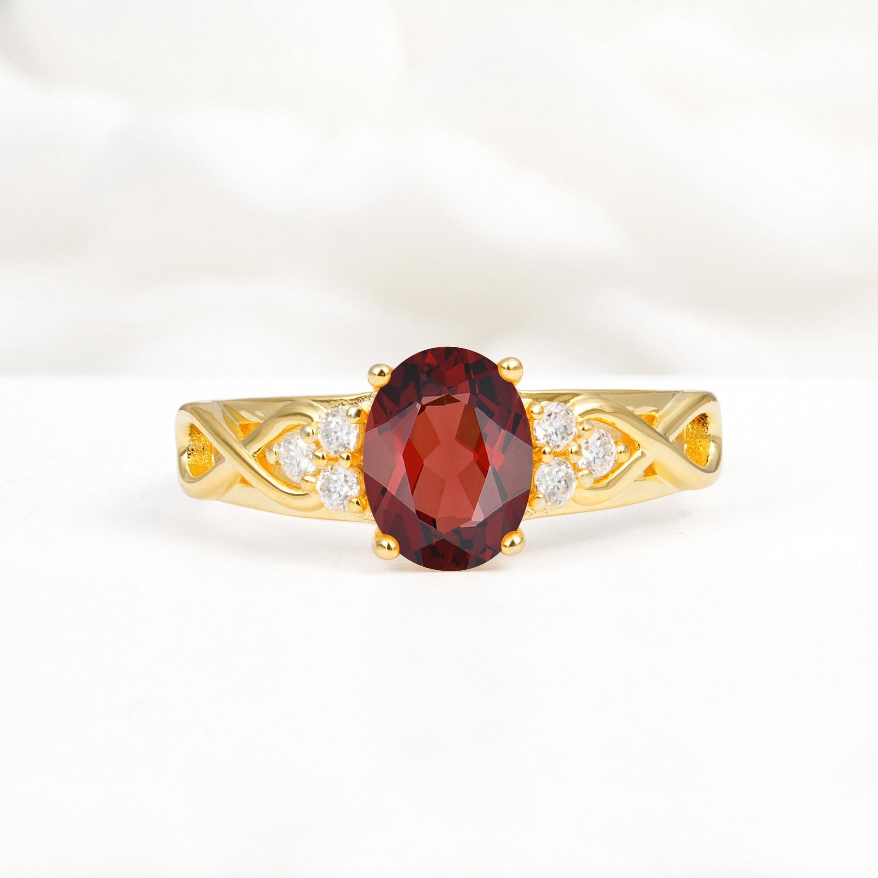 Oval Cut Garnet Infinity Engagement Ring - Additional view