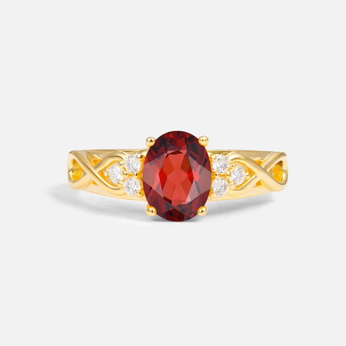 Oval Cut Garnet Infinity Engagement Ring