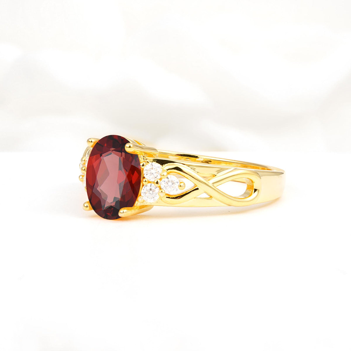 Oval Cut Garnet Infinity Engagement Ring - Additional view