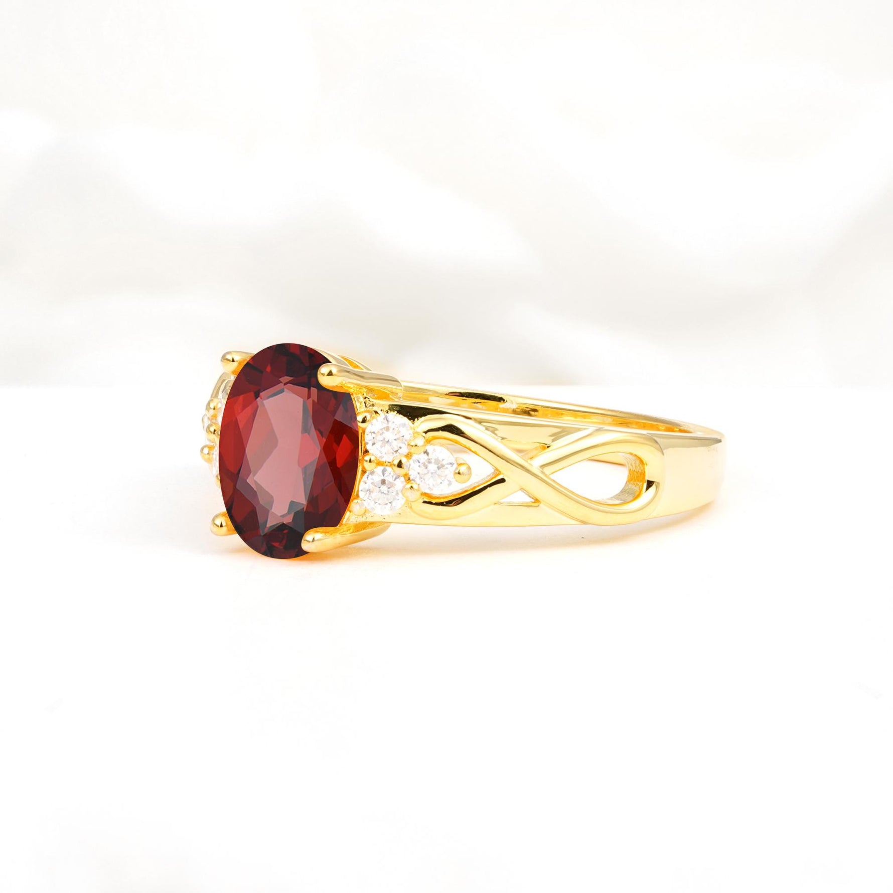 Oval Cut Garnet Infinity Engagement Ring - Additional view