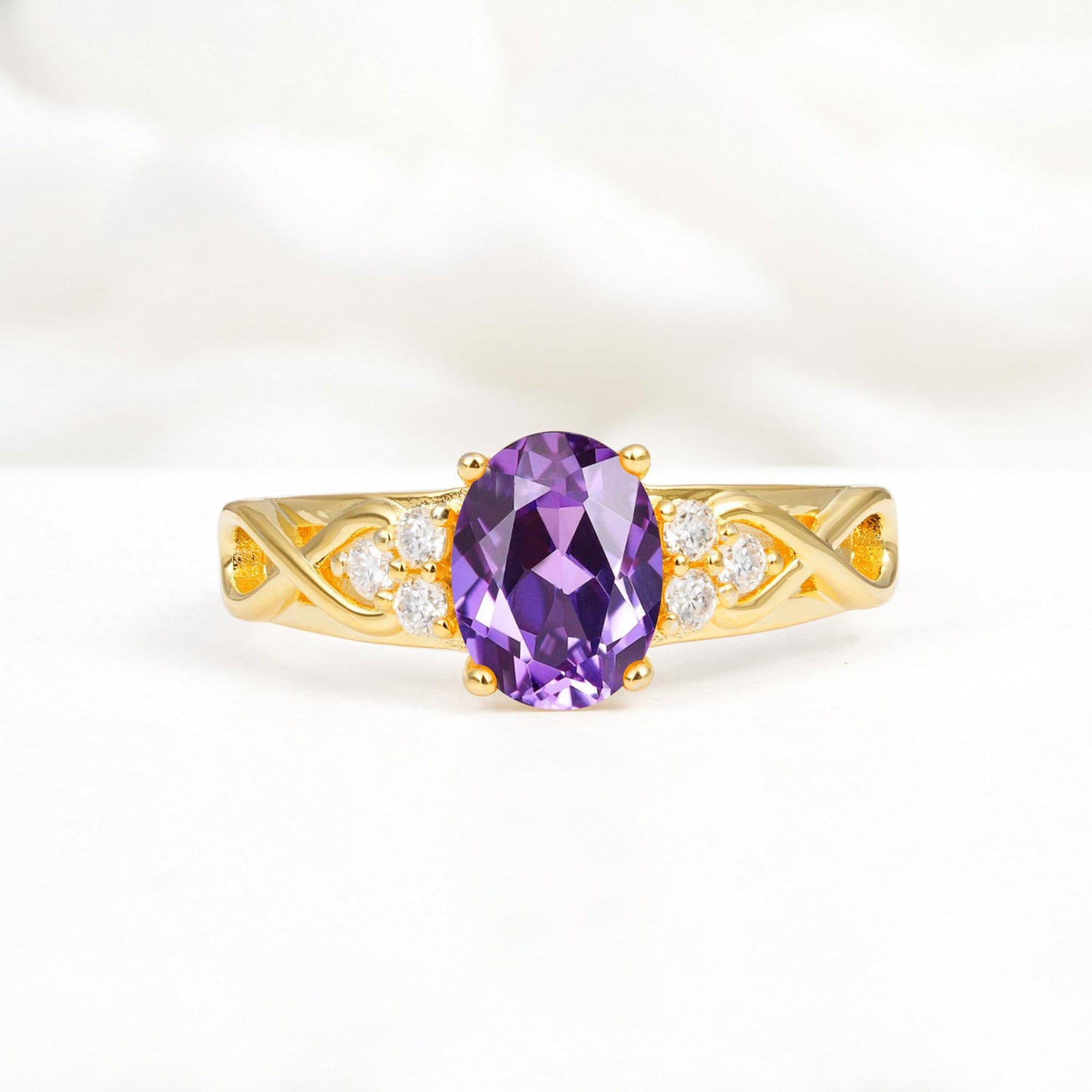 Oval Cut Amethyst Infinity Engagement Ring - Additional view