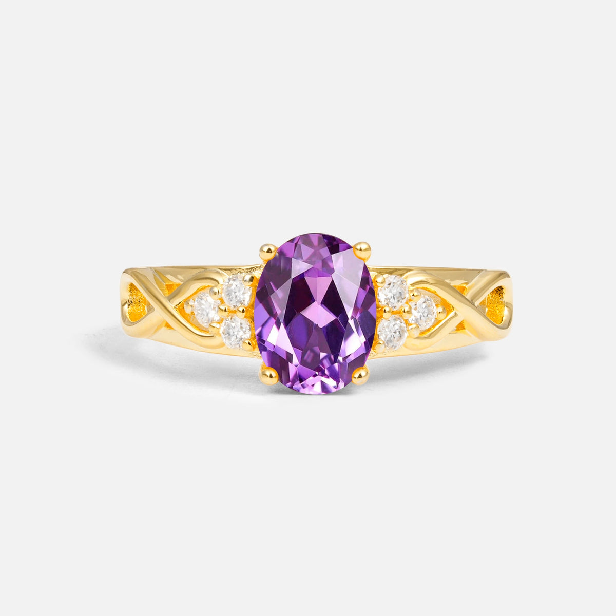 Oval Cut Amethyst Infinity Engagement Ring