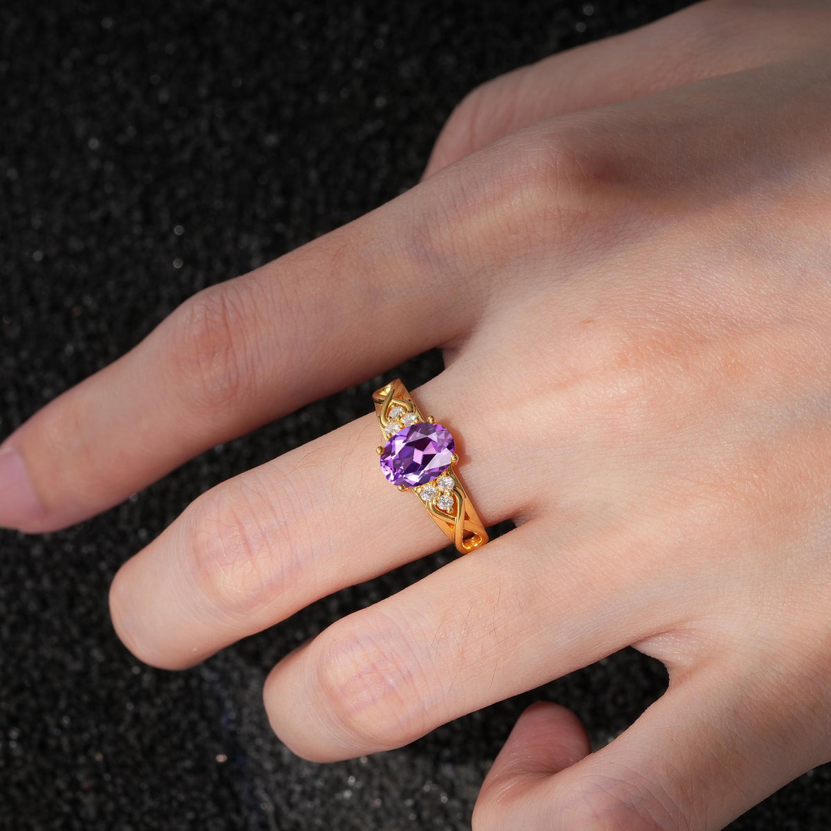 Oval Cut Amethyst Infinity Engagement Ring - Additional view