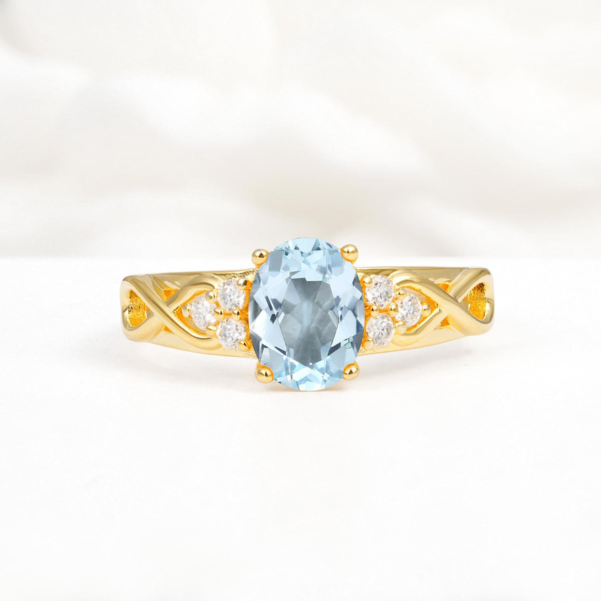 Oval Cut Aquamarine Infinity Engagement Ring - Additional view