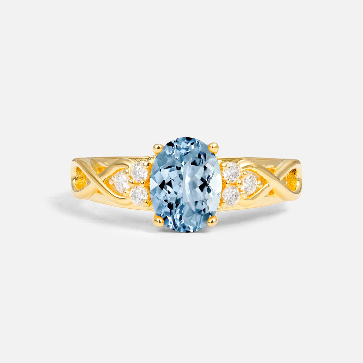 Oval Cut Aquamarine Infinity Engagement Ring