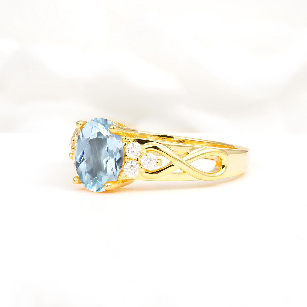 Oval Cut Aquamarine Infinity Engagement Ring - Additional view