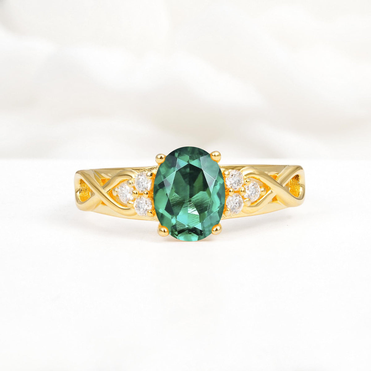 Oval Cut Emerald Infinity Engagement Ring - Additional view