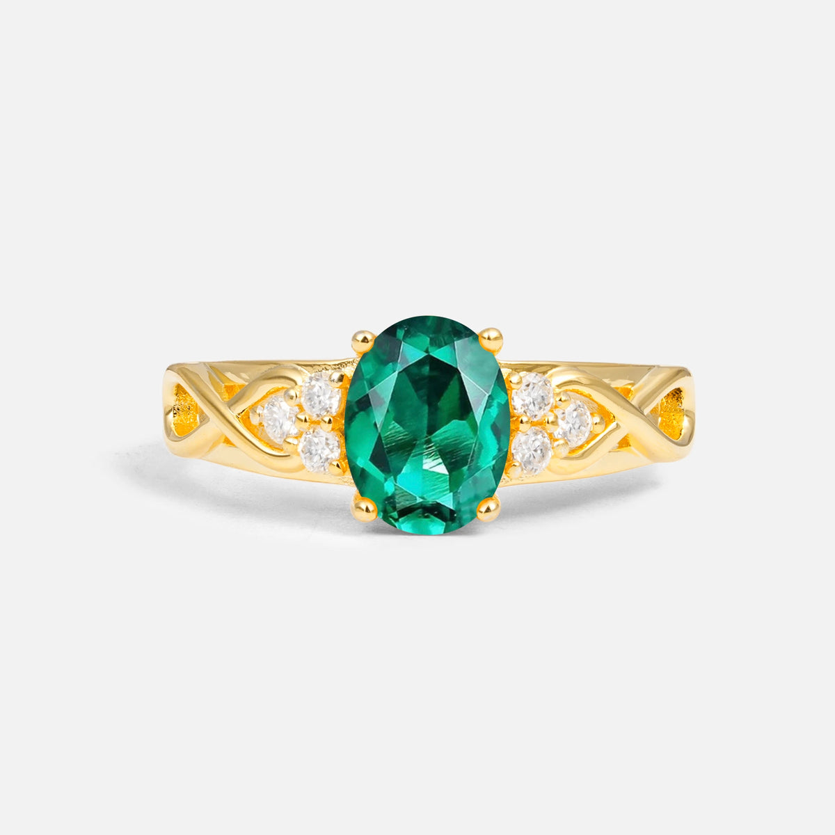 Oval Cut Emerald Infinity Engagement Ring