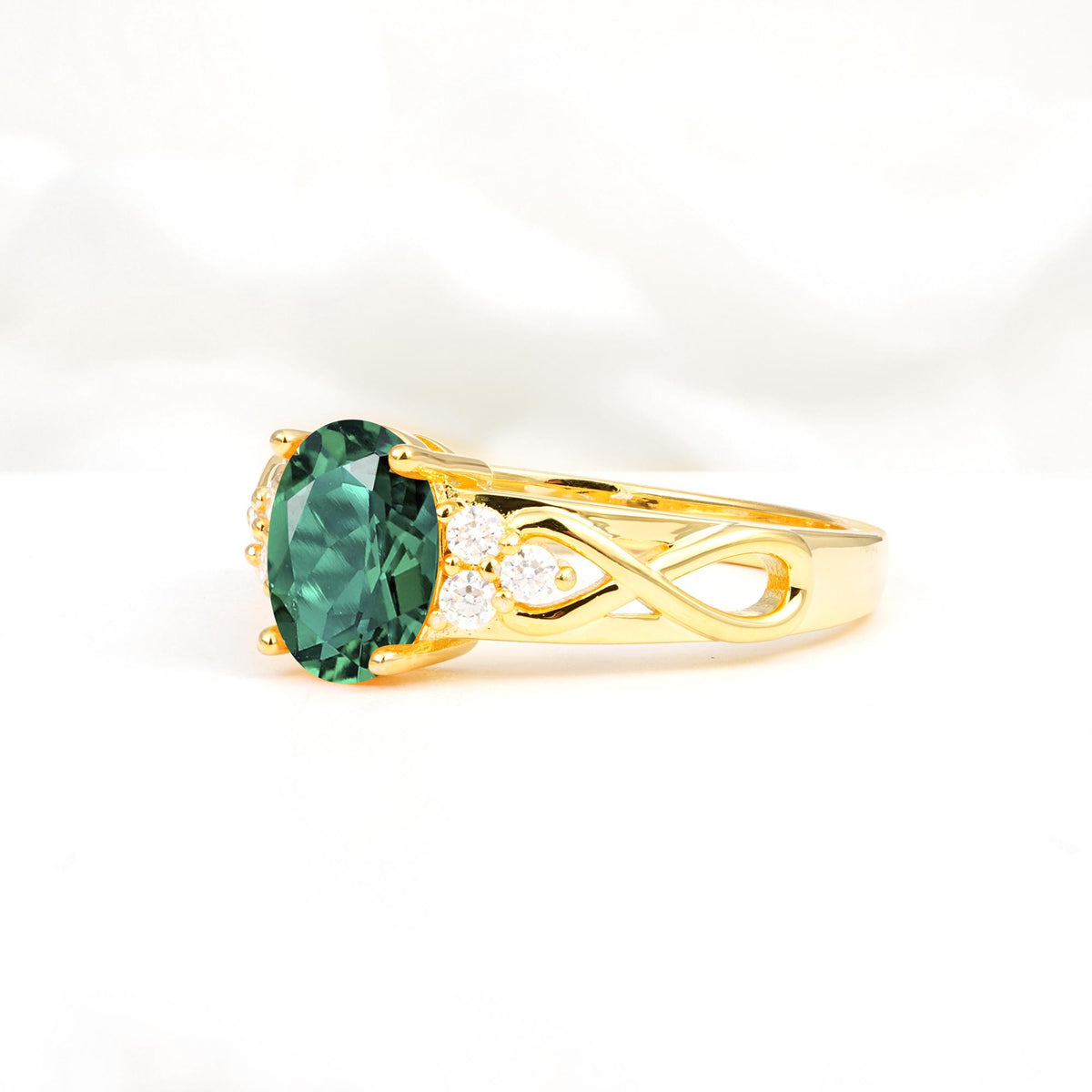 Oval Cut Emerald Infinity Engagement Ring - Additional view