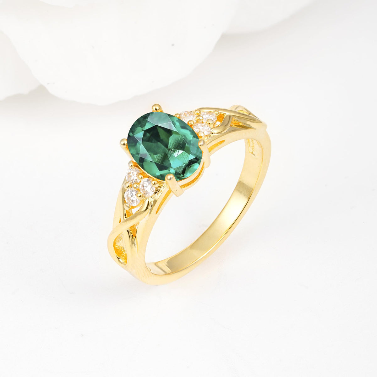 Oval Cut Emerald Infinity Engagement Ring - Additional view
