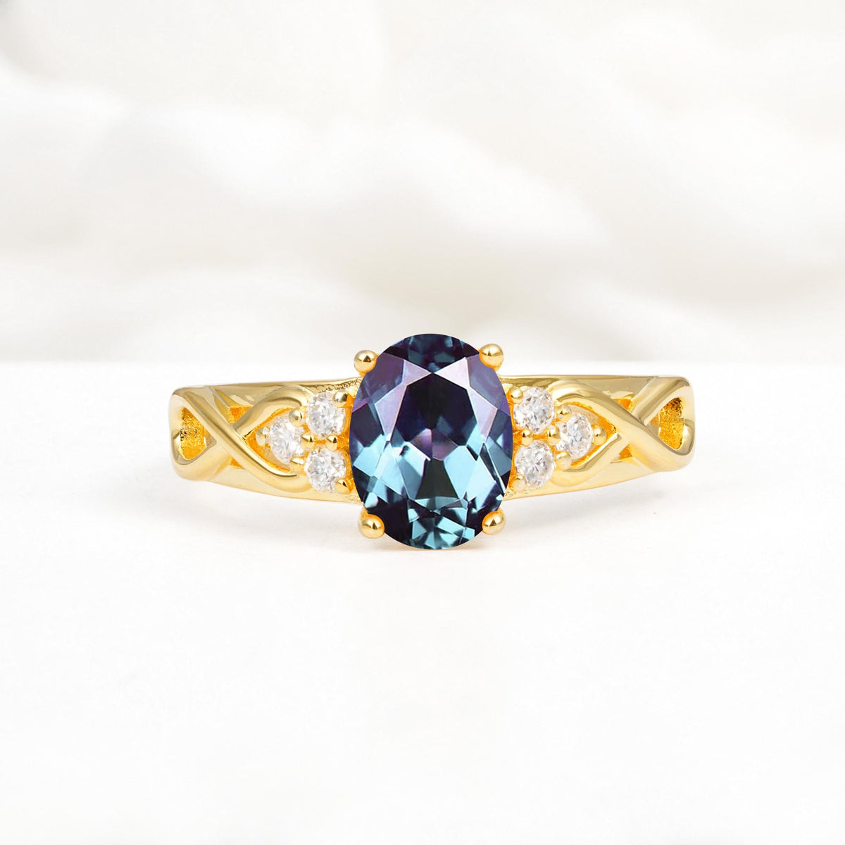 Oval Cut Alexandrite Infinity Engagement Ring - Additional view