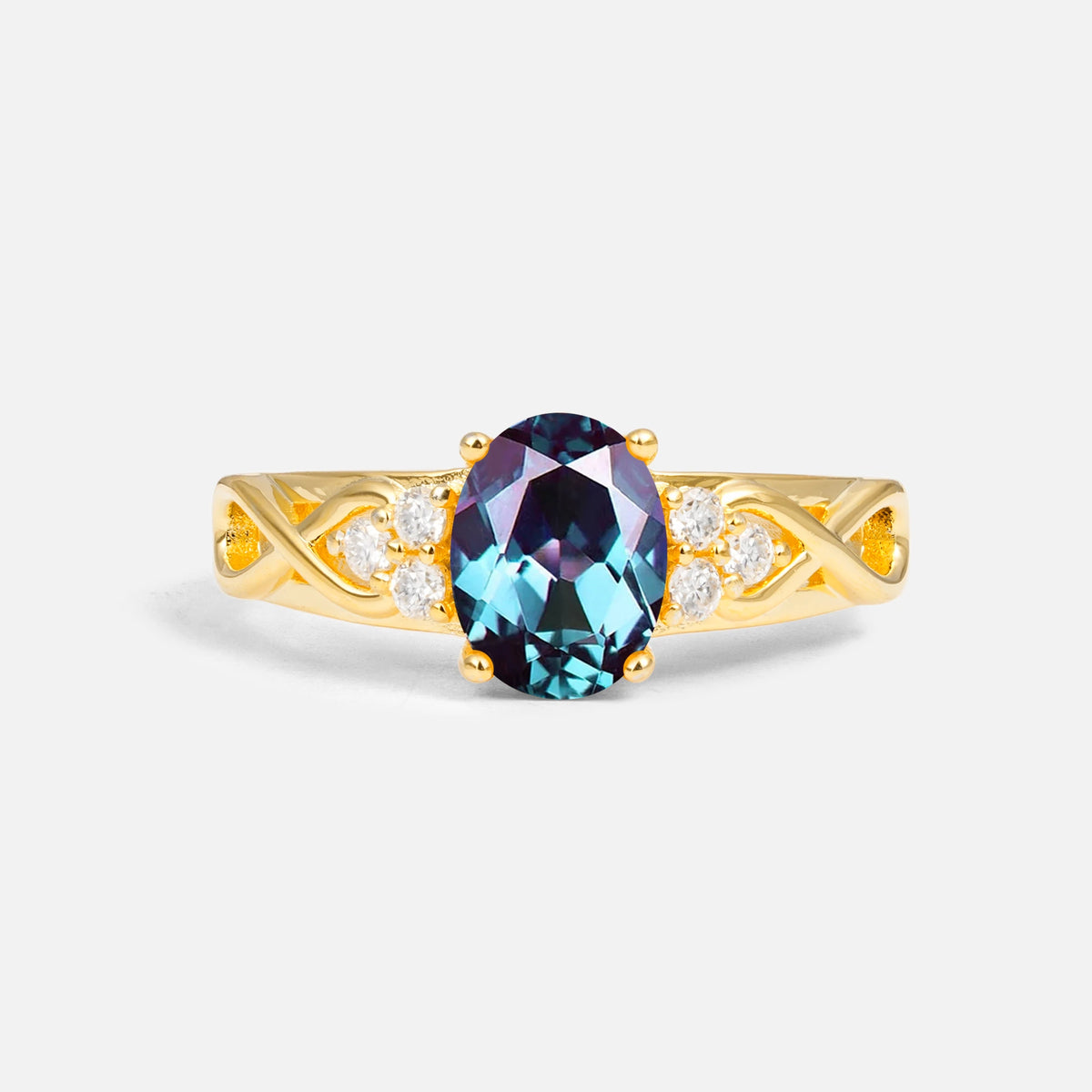 Oval Cut Alexandrite Infinity Engagement Ring