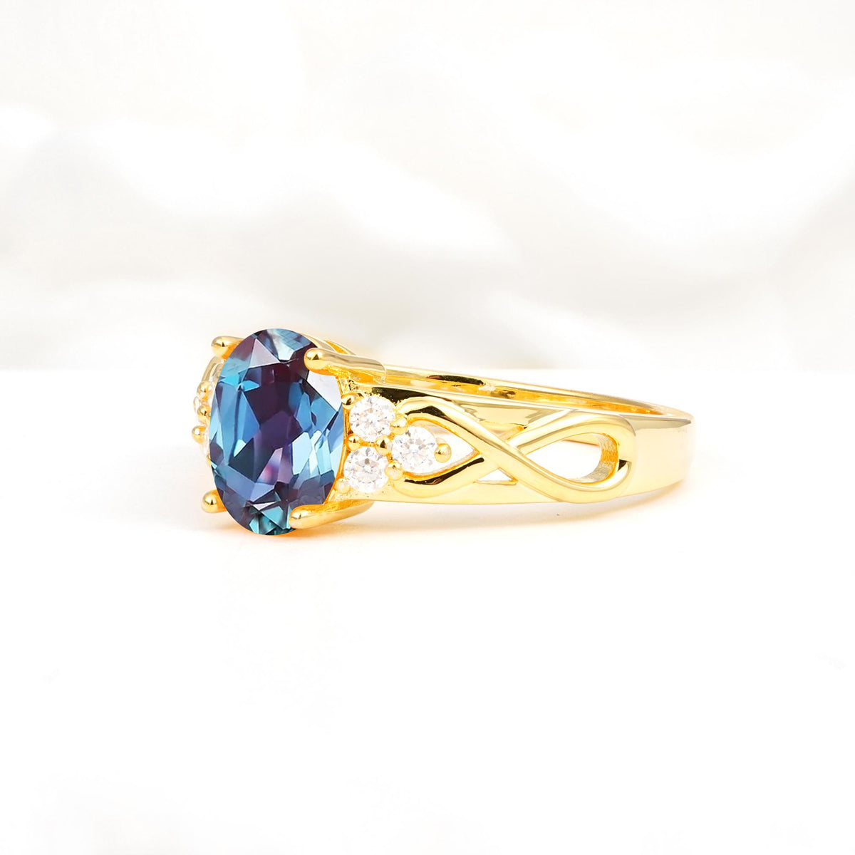 Oval Cut Alexandrite Infinity Engagement Ring - Additional view