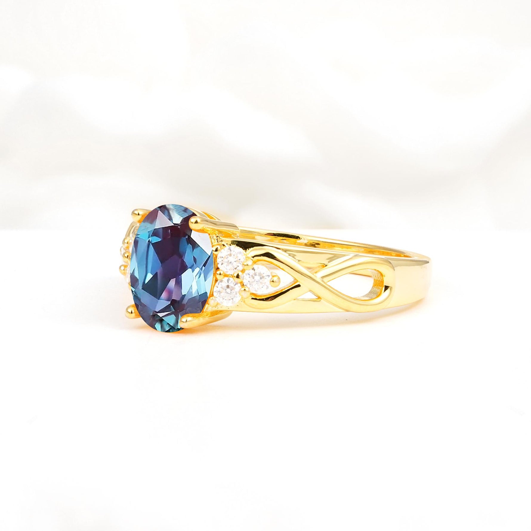 Oval Cut Alexandrite Infinity Engagement Ring - Additional view