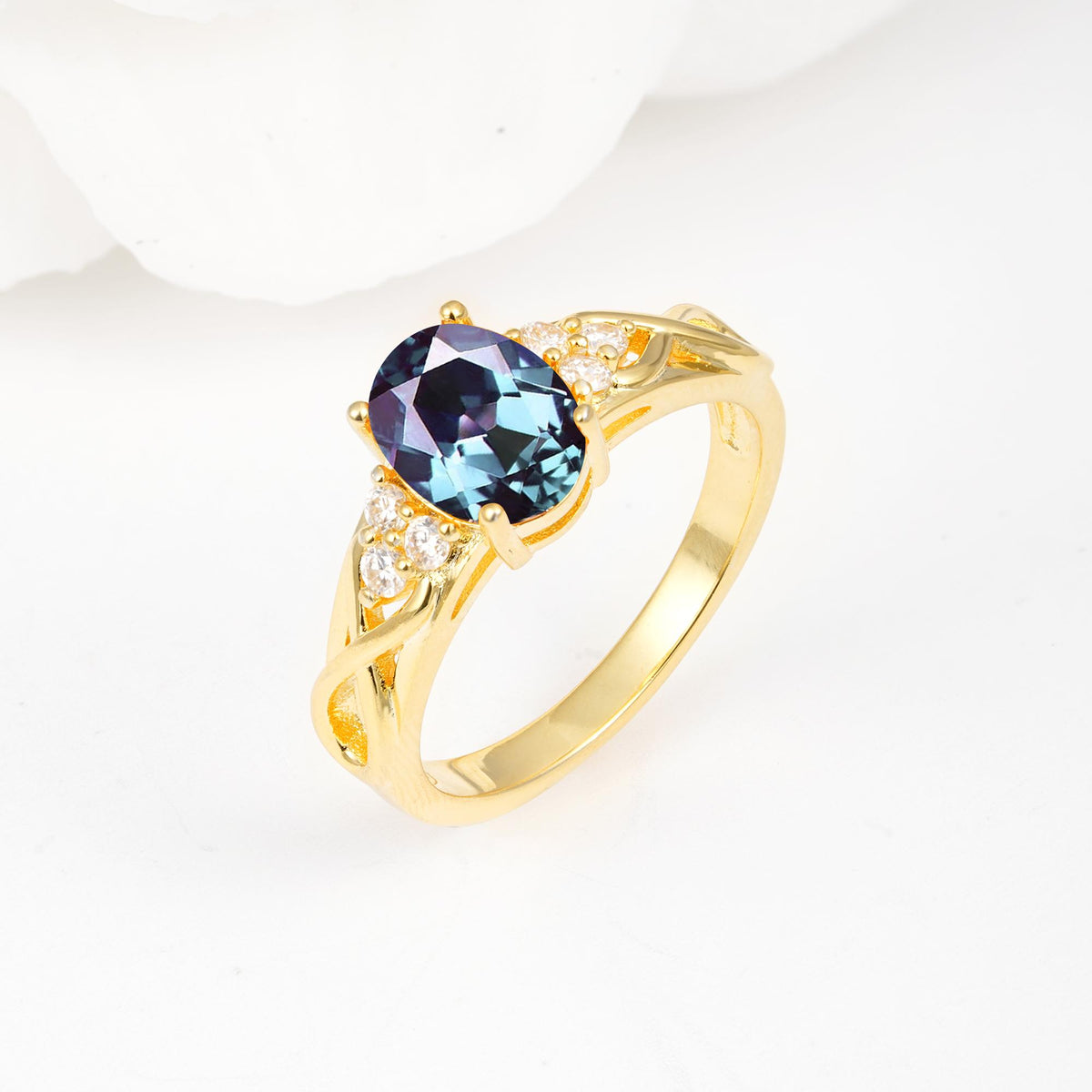 Oval Cut Alexandrite Infinity Engagement Ring - Additional view