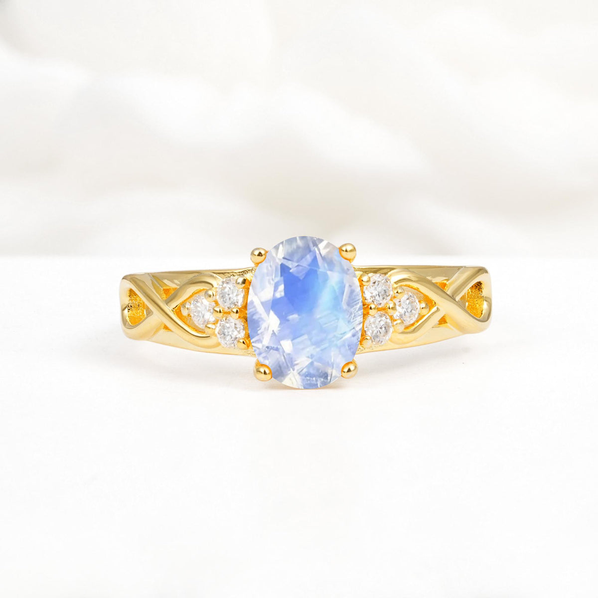 Oval Cut Moonstone Infinity Engagement Ring - Additional view