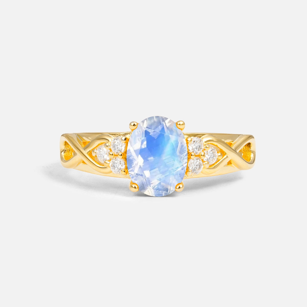 Oval Cut Moonstone Infinity Engagement Ring