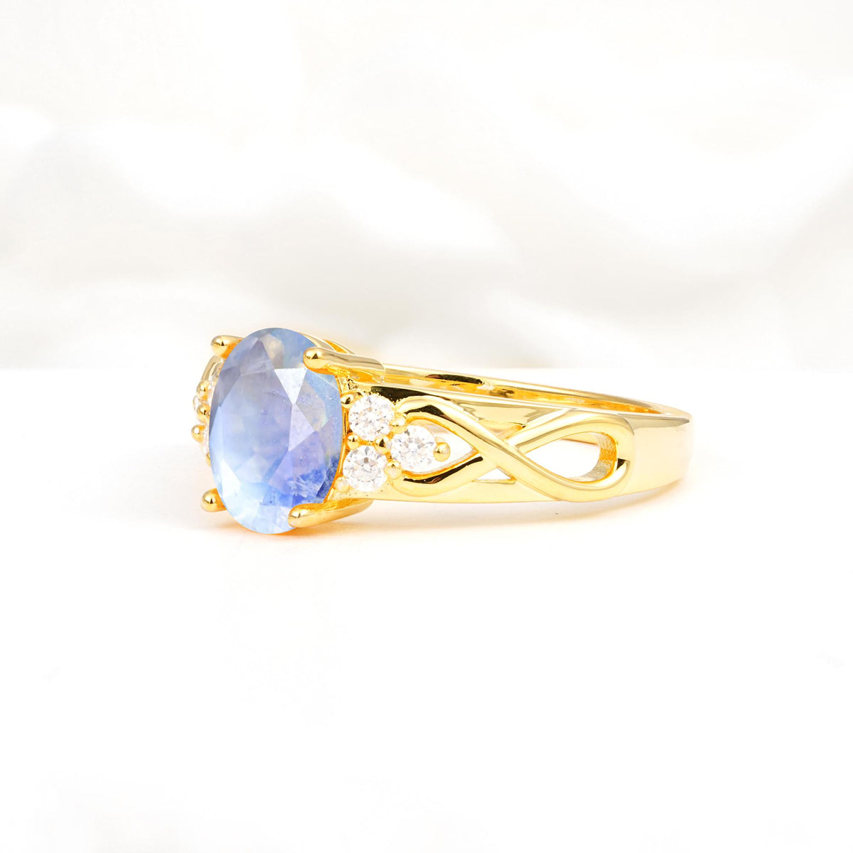 Oval Cut Moonstone Infinity Engagement Ring - Additional view