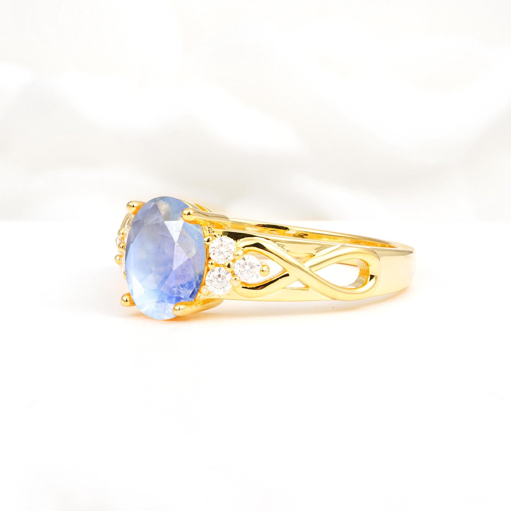 Oval Cut Moonstone Infinity Engagement Ring - Additional view