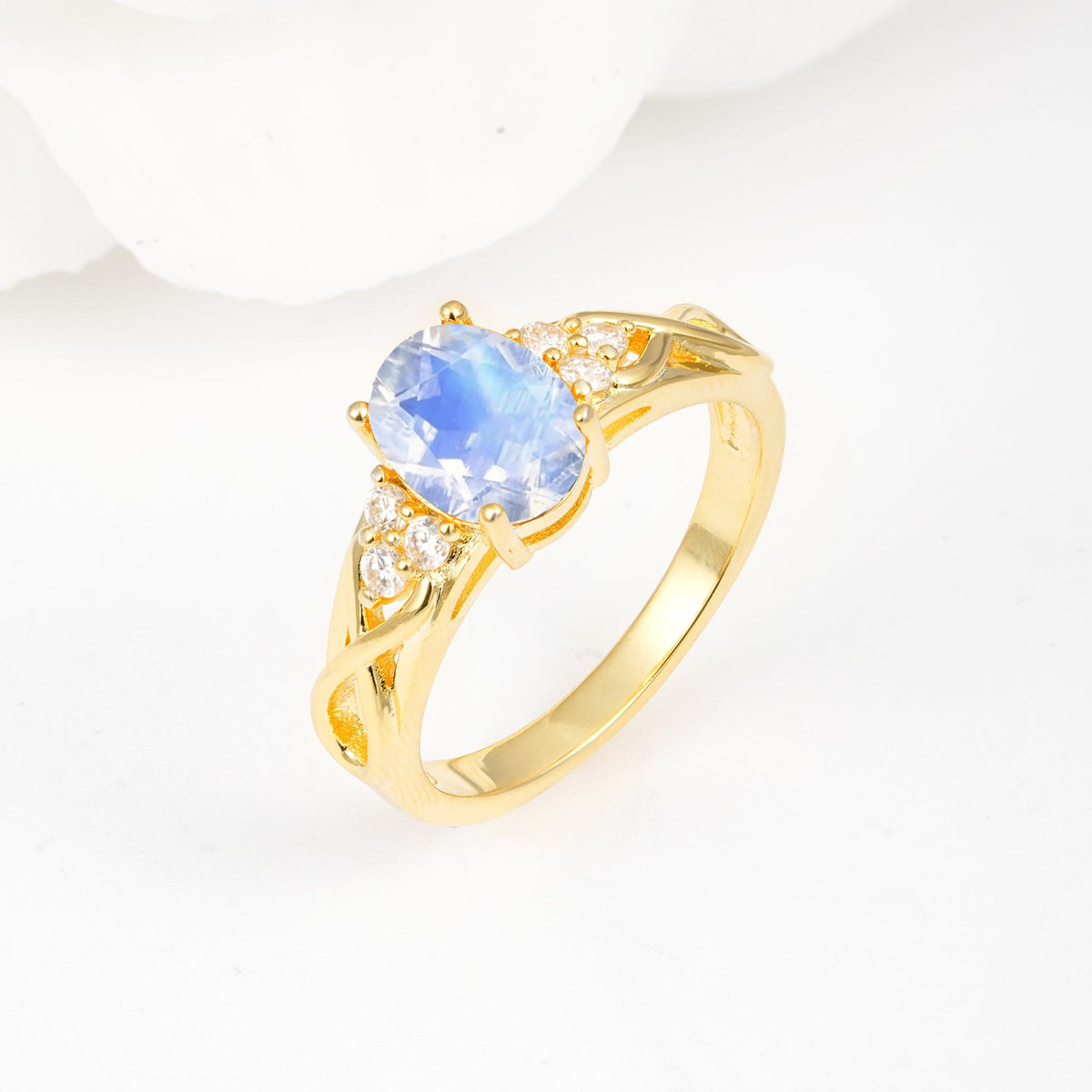 Oval Cut Moonstone Infinity Engagement Ring - Additional view