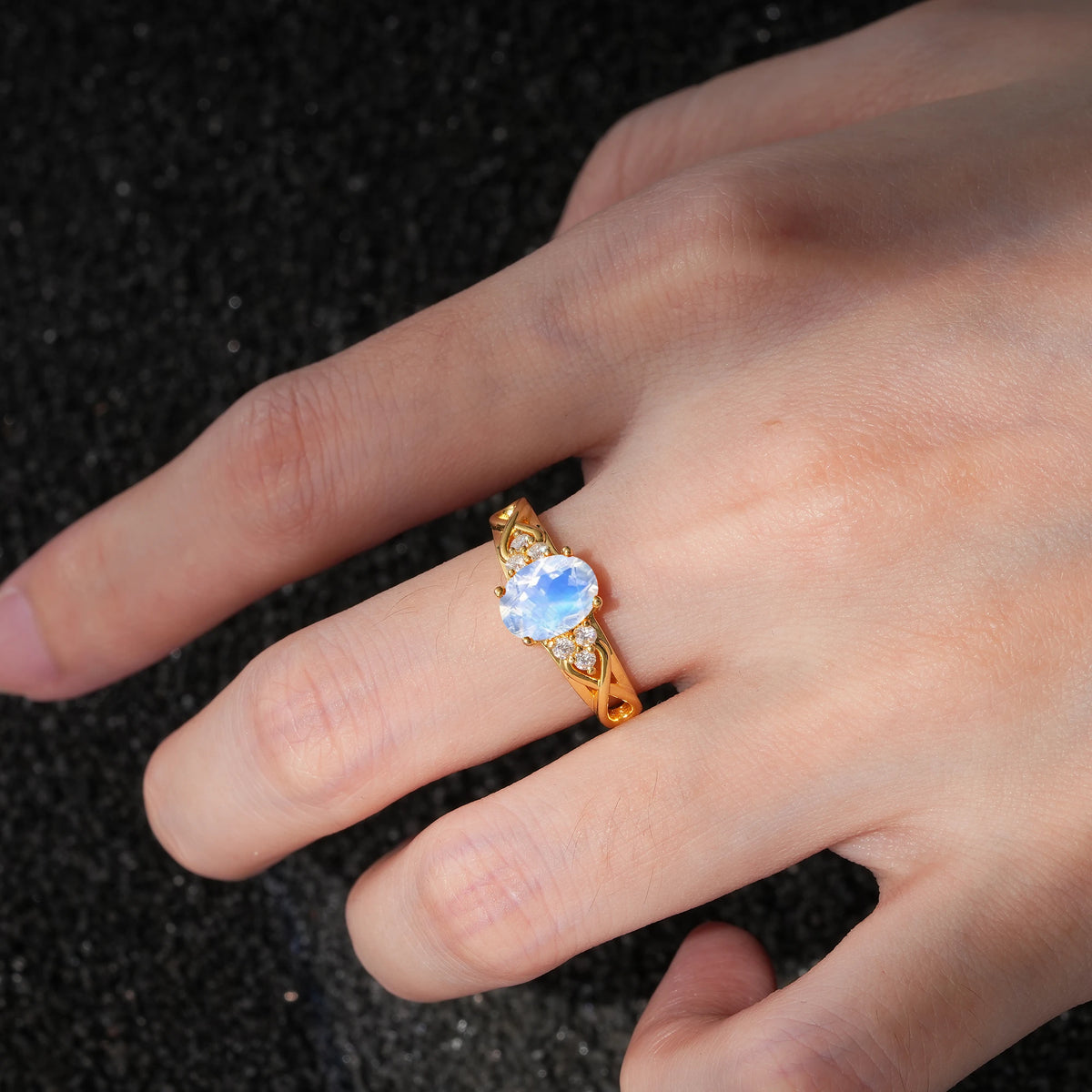 Oval Cut Moonstone Infinity Engagement Ring