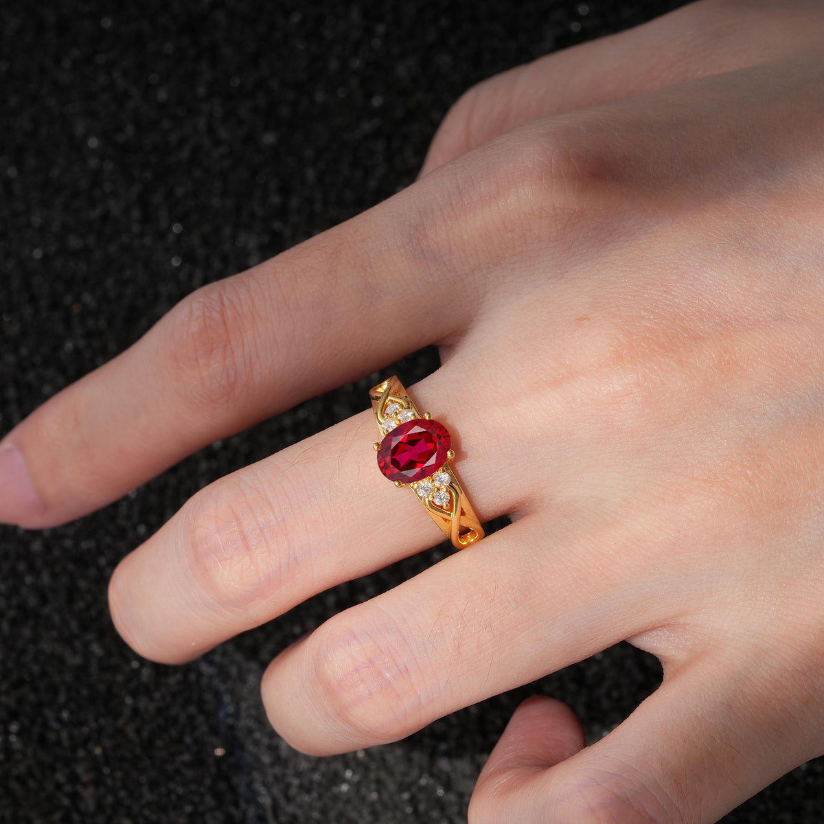 Oval Cut Ruby Infinity Engagement Ring - Additional view