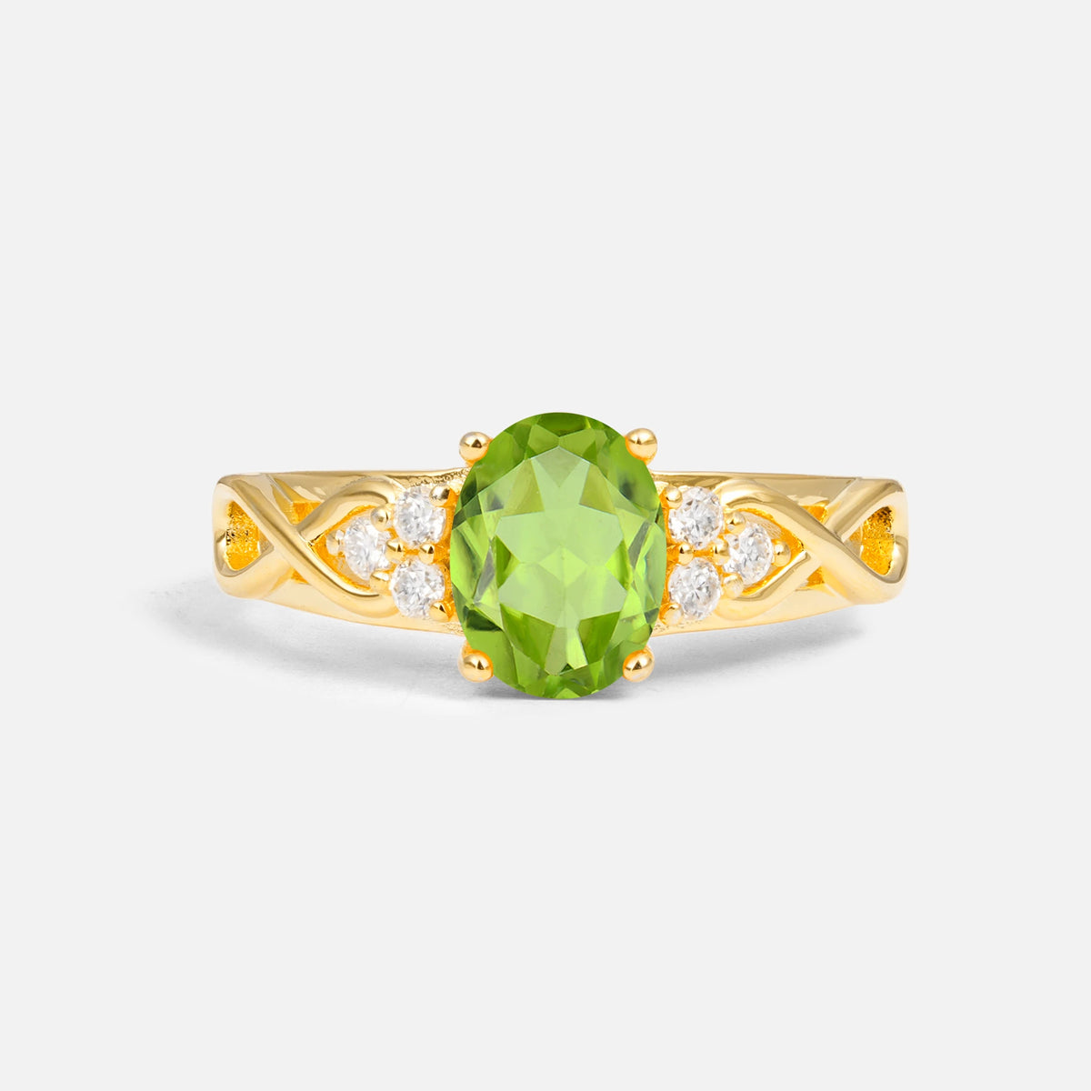 Oval Cut Peridot Infinity Engagement Ring