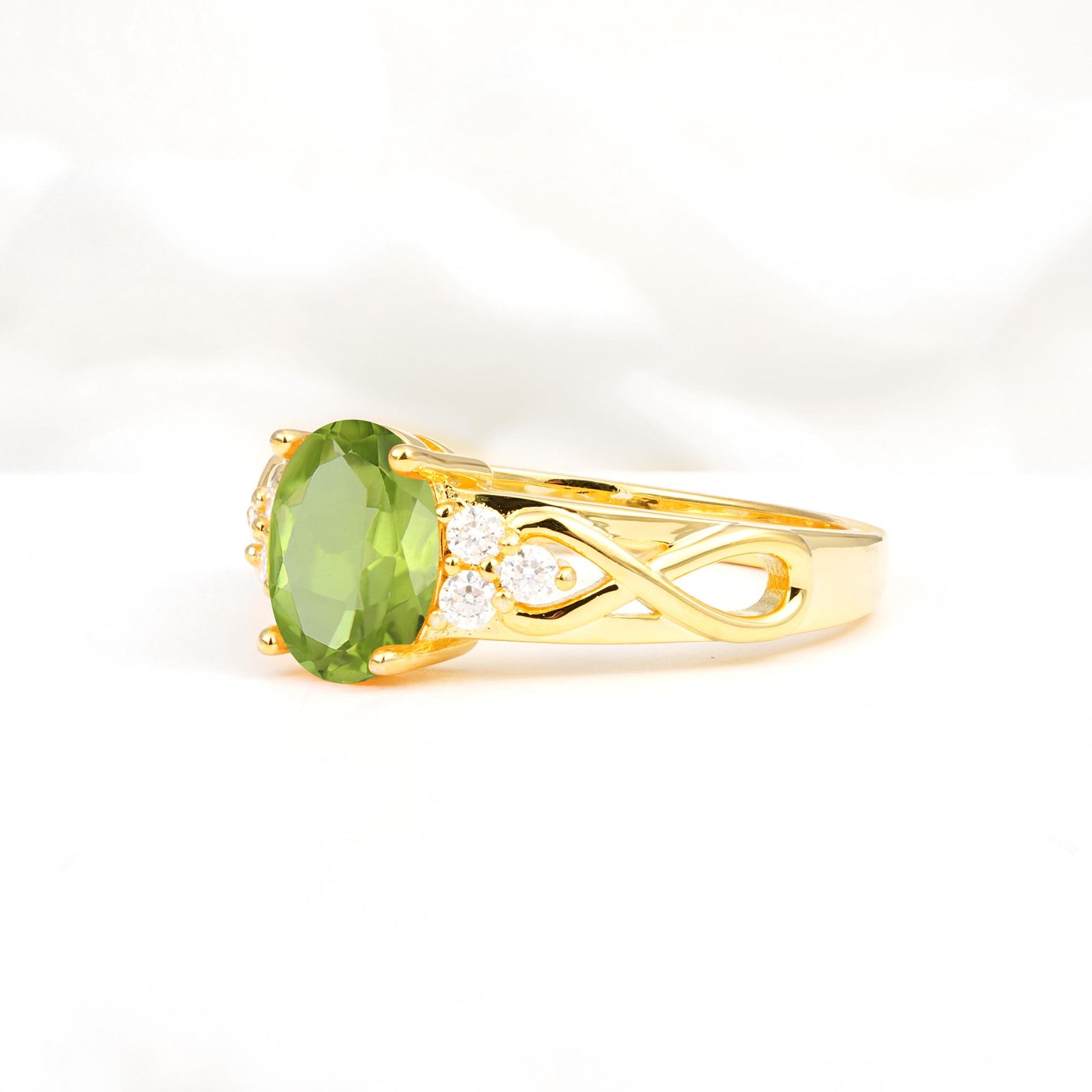 Oval Cut Peridot Infinity Engagement Ring - Additional view