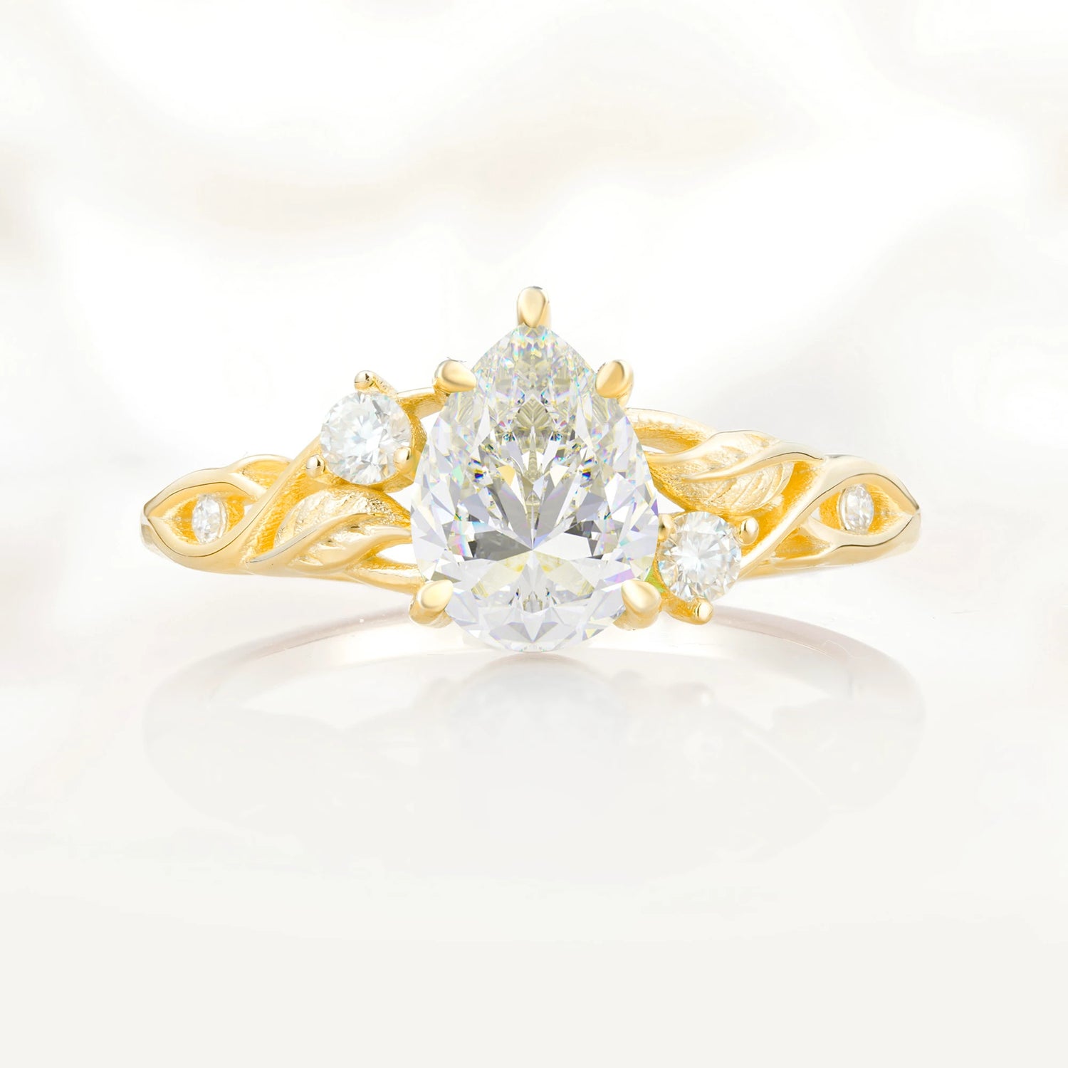 Nature Inspired Pear Cut Moissanite Promise Ring for Women