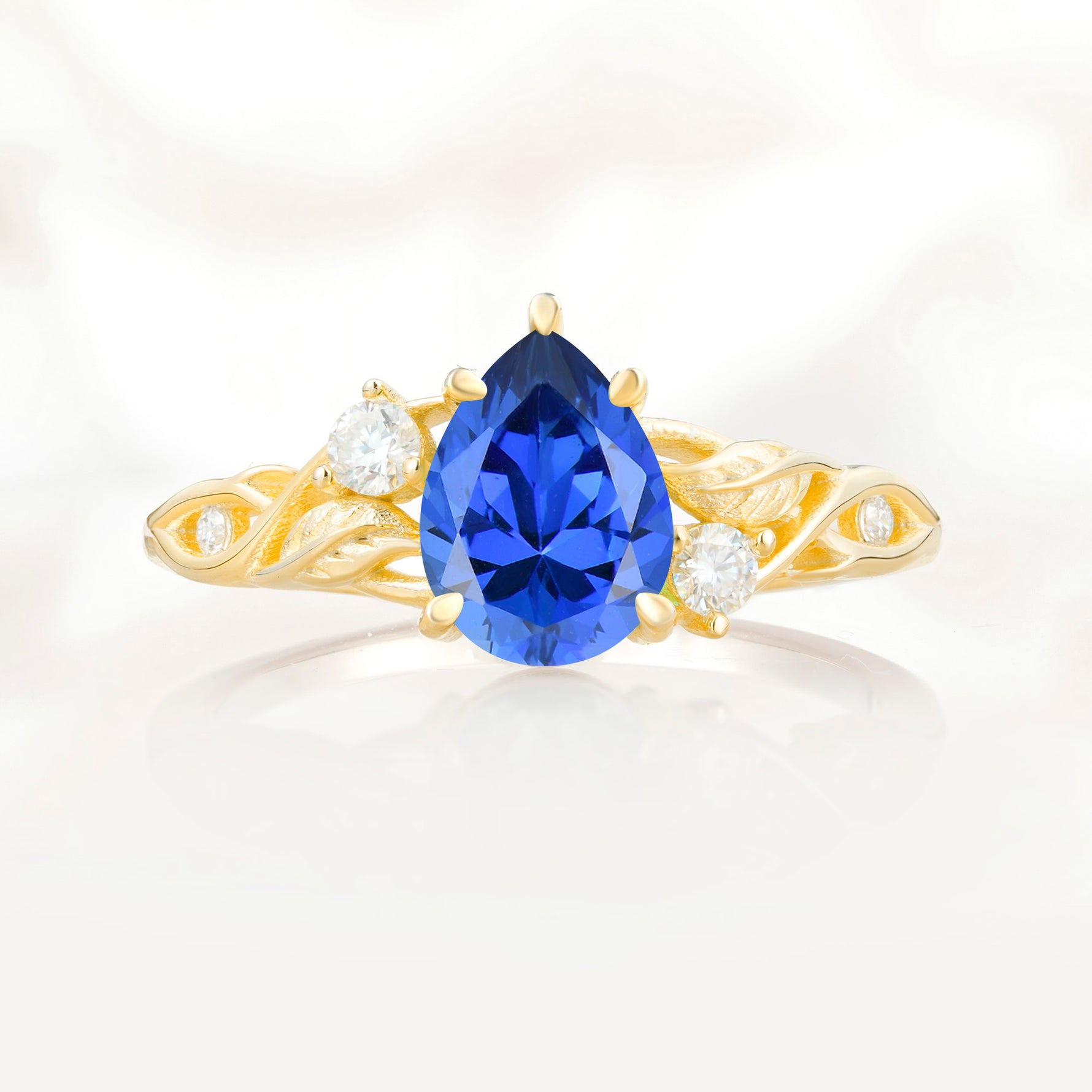 Nature Inspired Pear Cut Sapphire Promise Ring for Women
