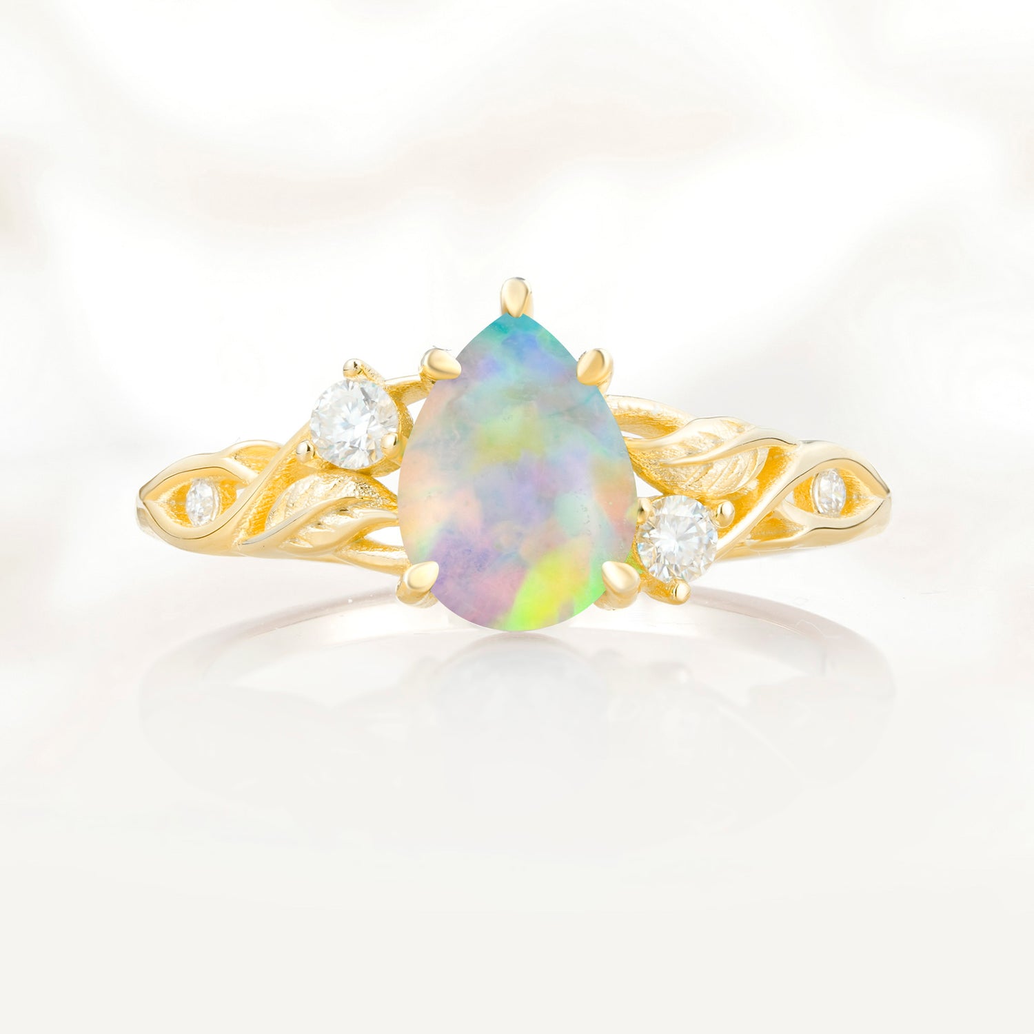 Nature Inspired Pear Cut Opal Promise Ring for Women