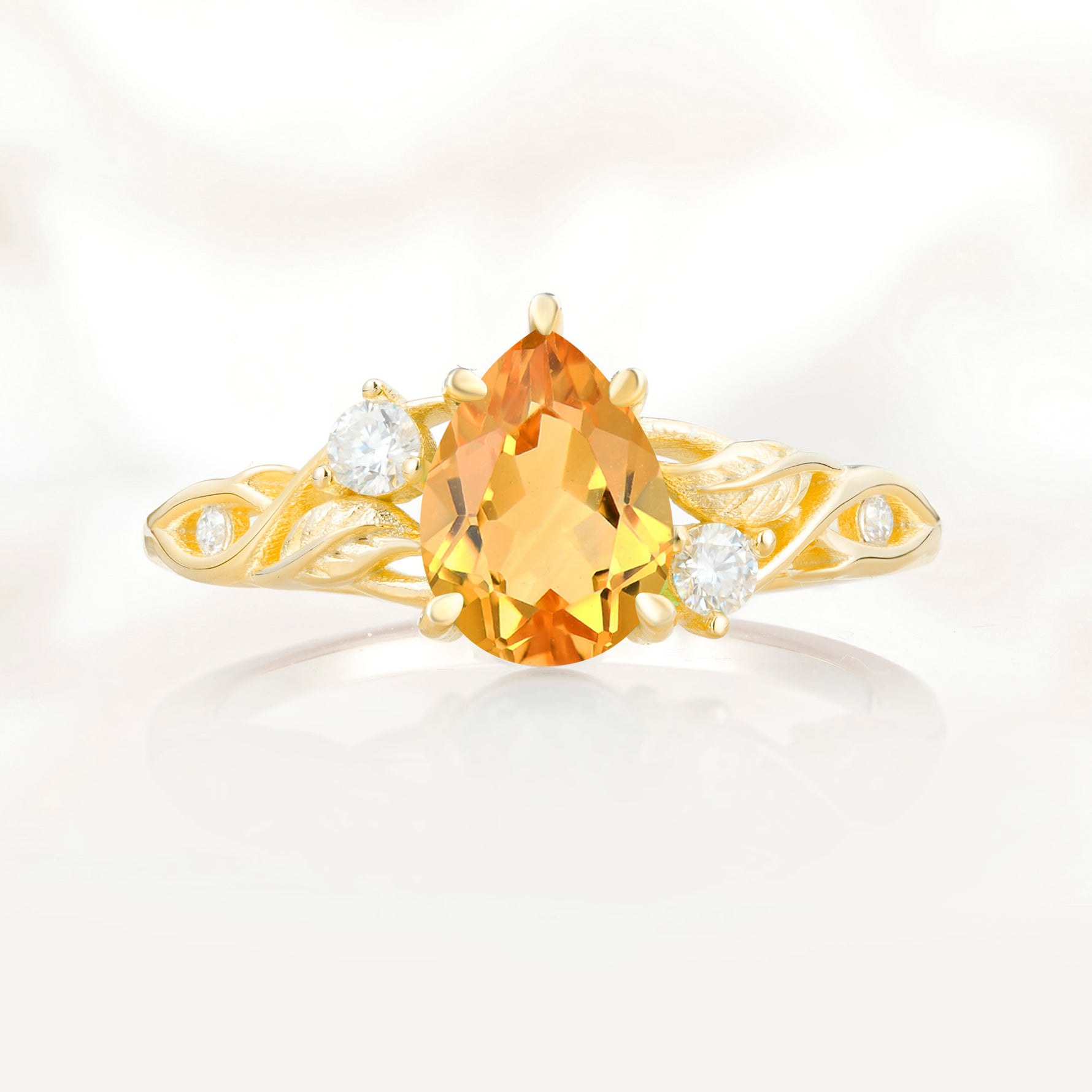 Nature Inspired Pear Cut Citrine Promise Ring for Women