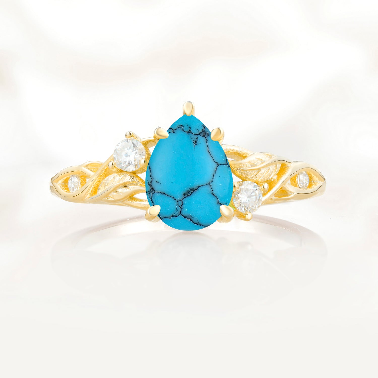 Nature Inspired Pear Cut Turquoise Promise Ring for Women