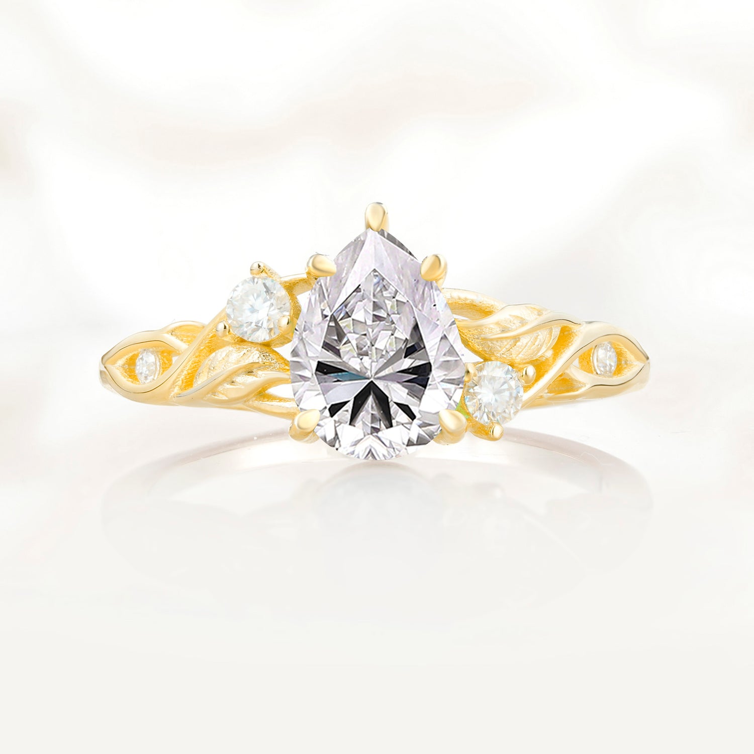 Nature Inspired Pear Cut Lab Diamond Promise Ring for Women