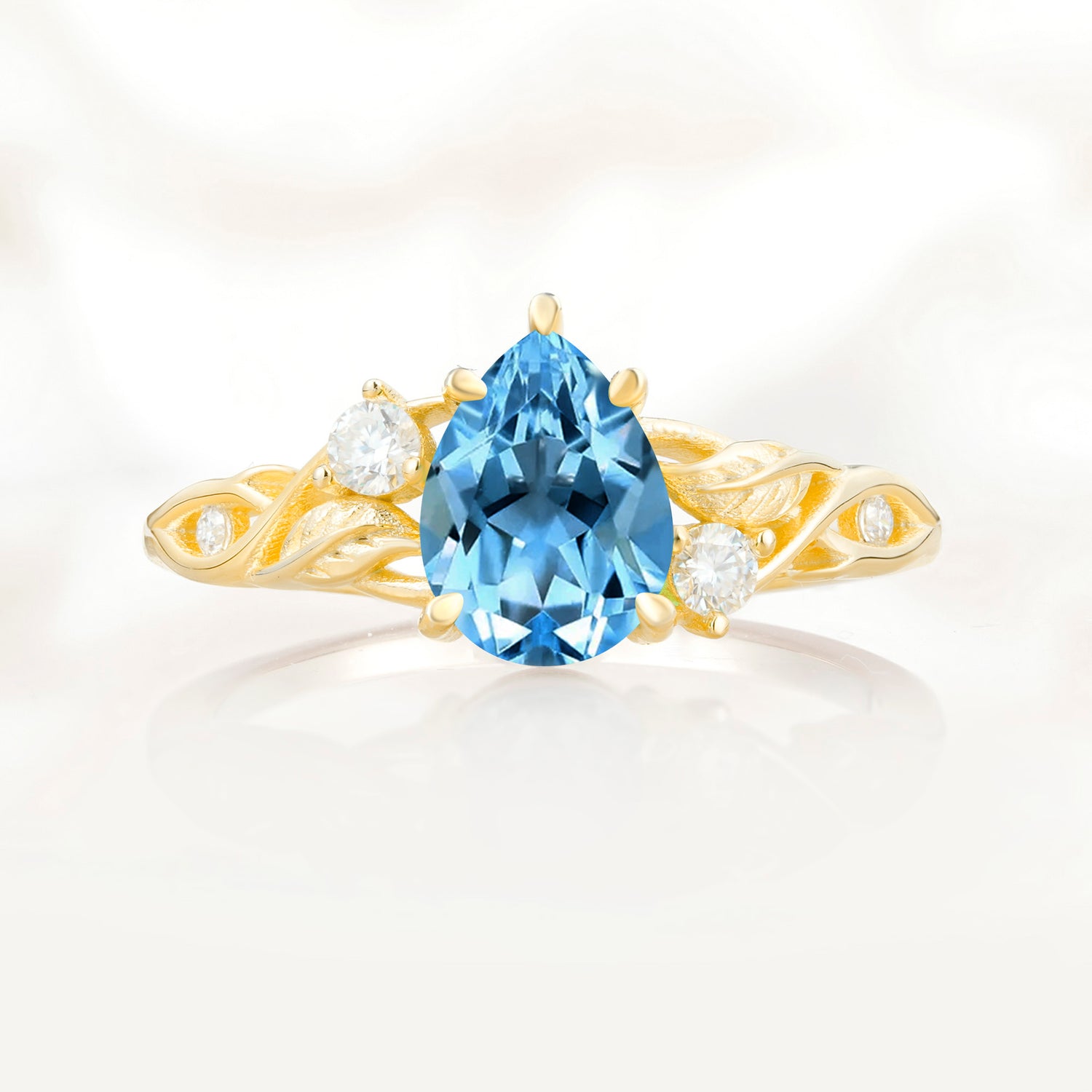 Nature Inspired Pear Cut Aquamarine Promise Ring for Women