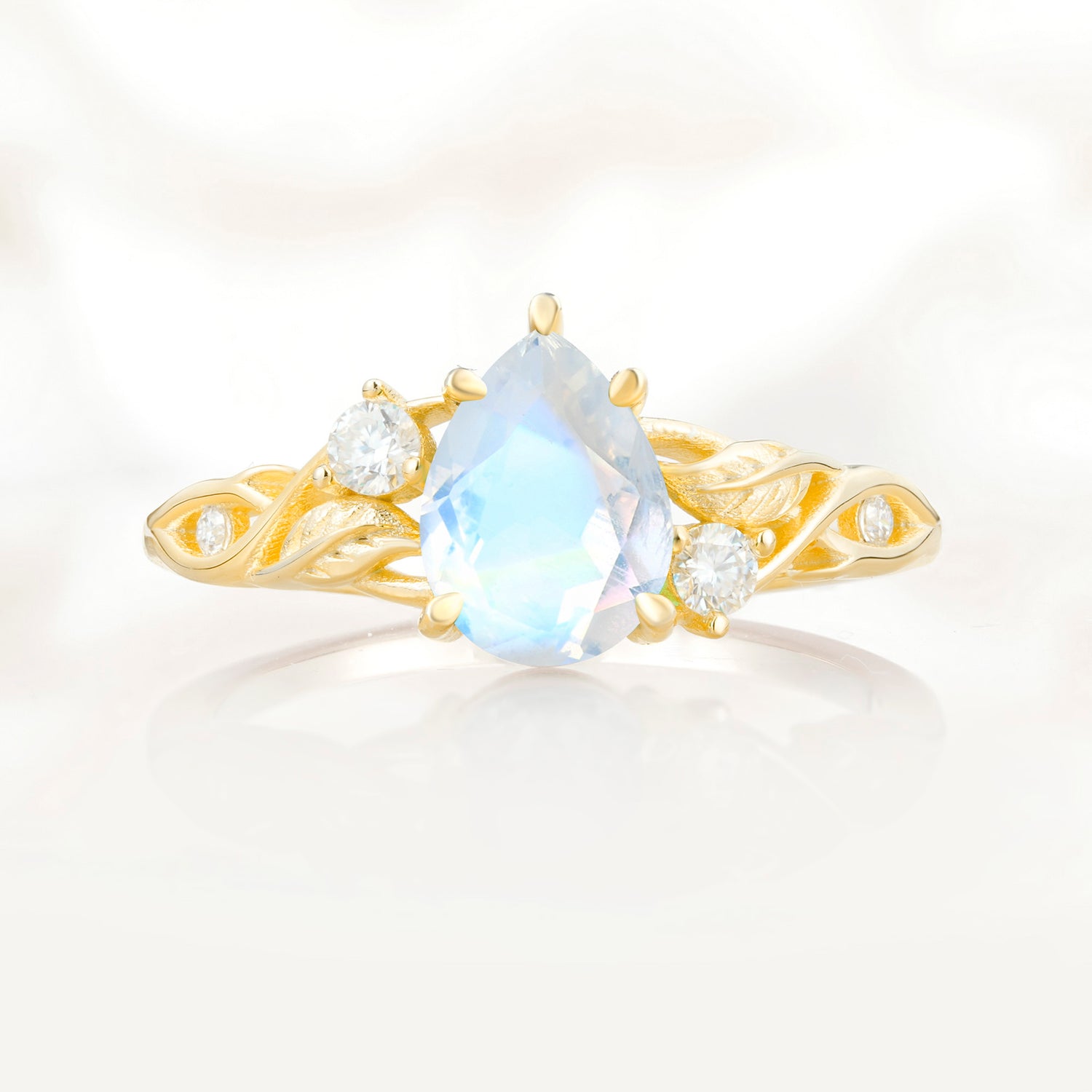 Nature Inspired Pear Cut Moonstone Promise Ring for Women