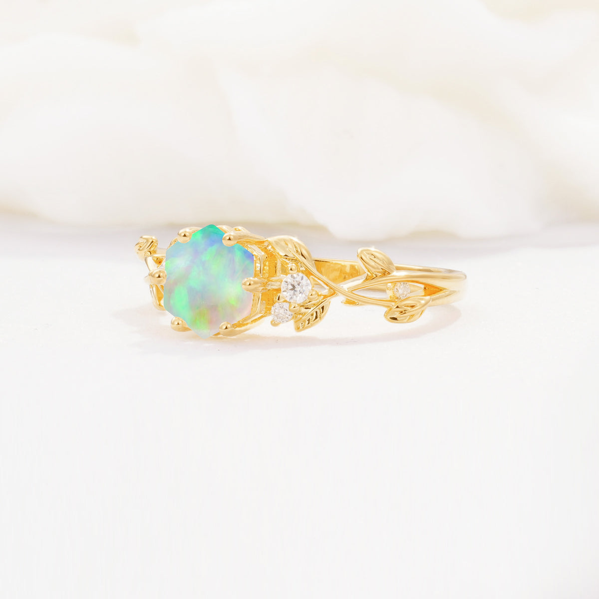 SR17002 Fire Opal Ring - White-Gold